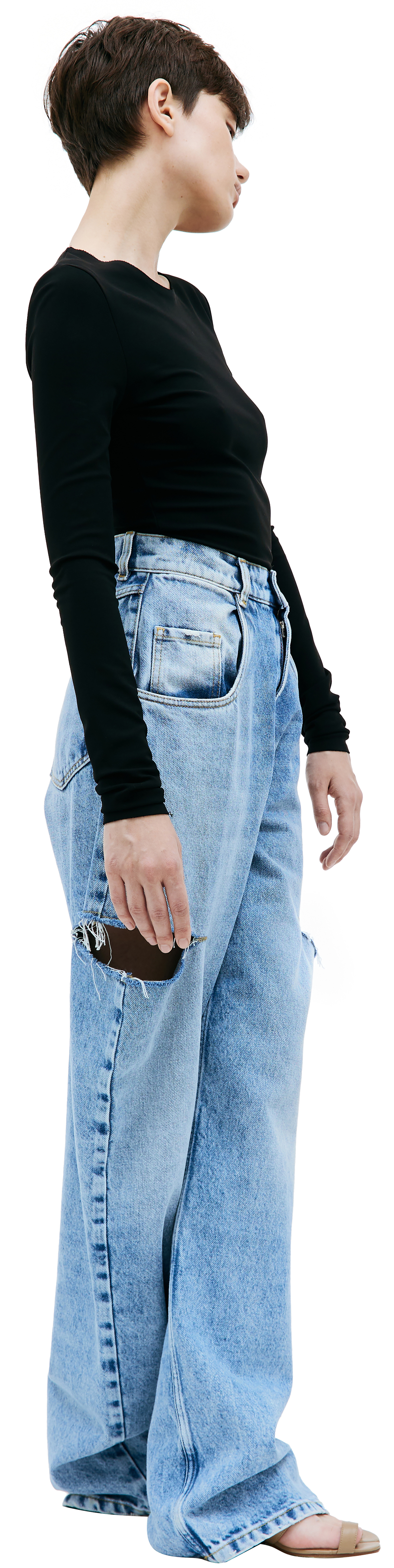 Maison Margiela Широкие джинсы с разрезами