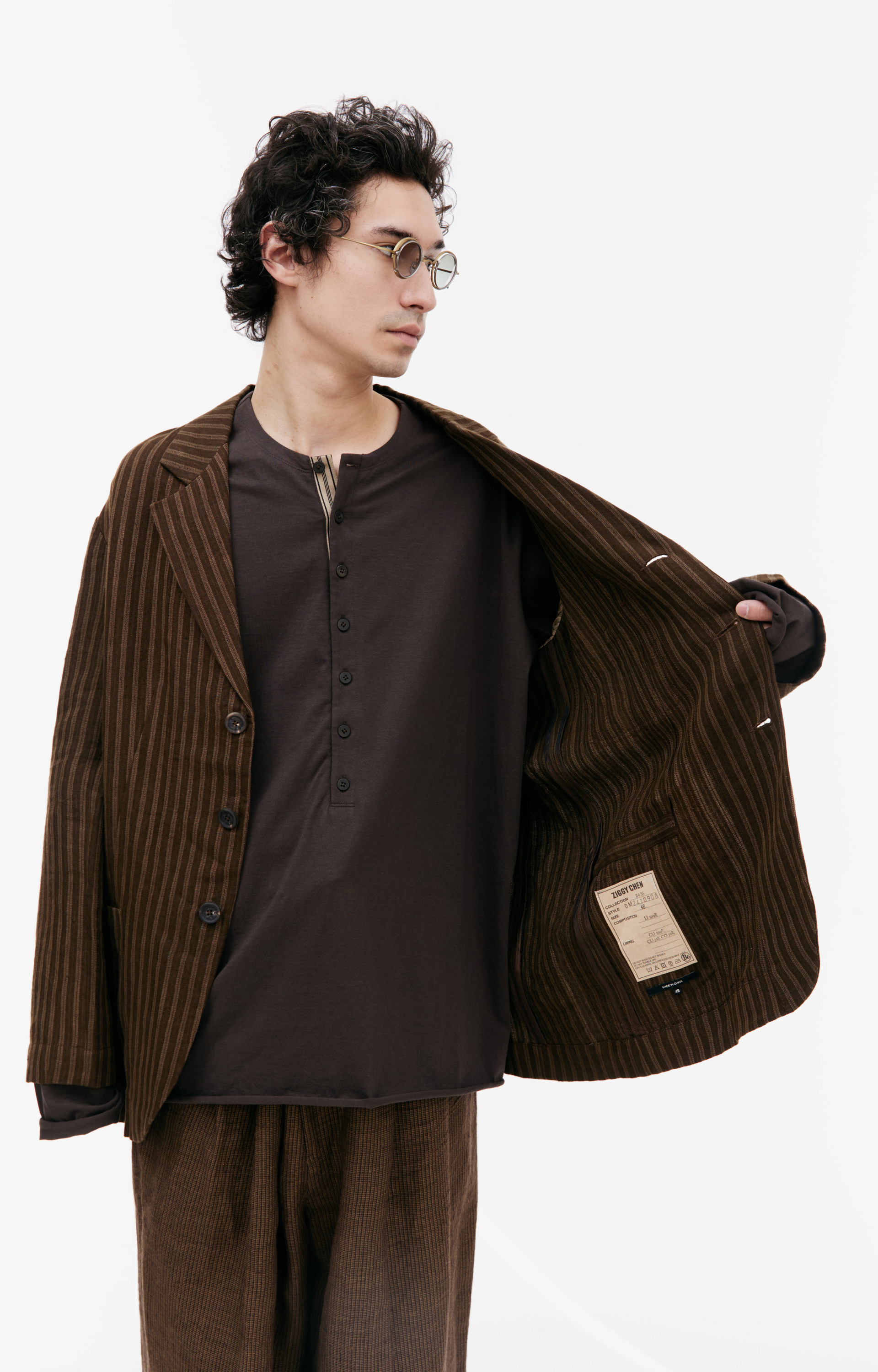 Ziggy Chen Striped linen blazer