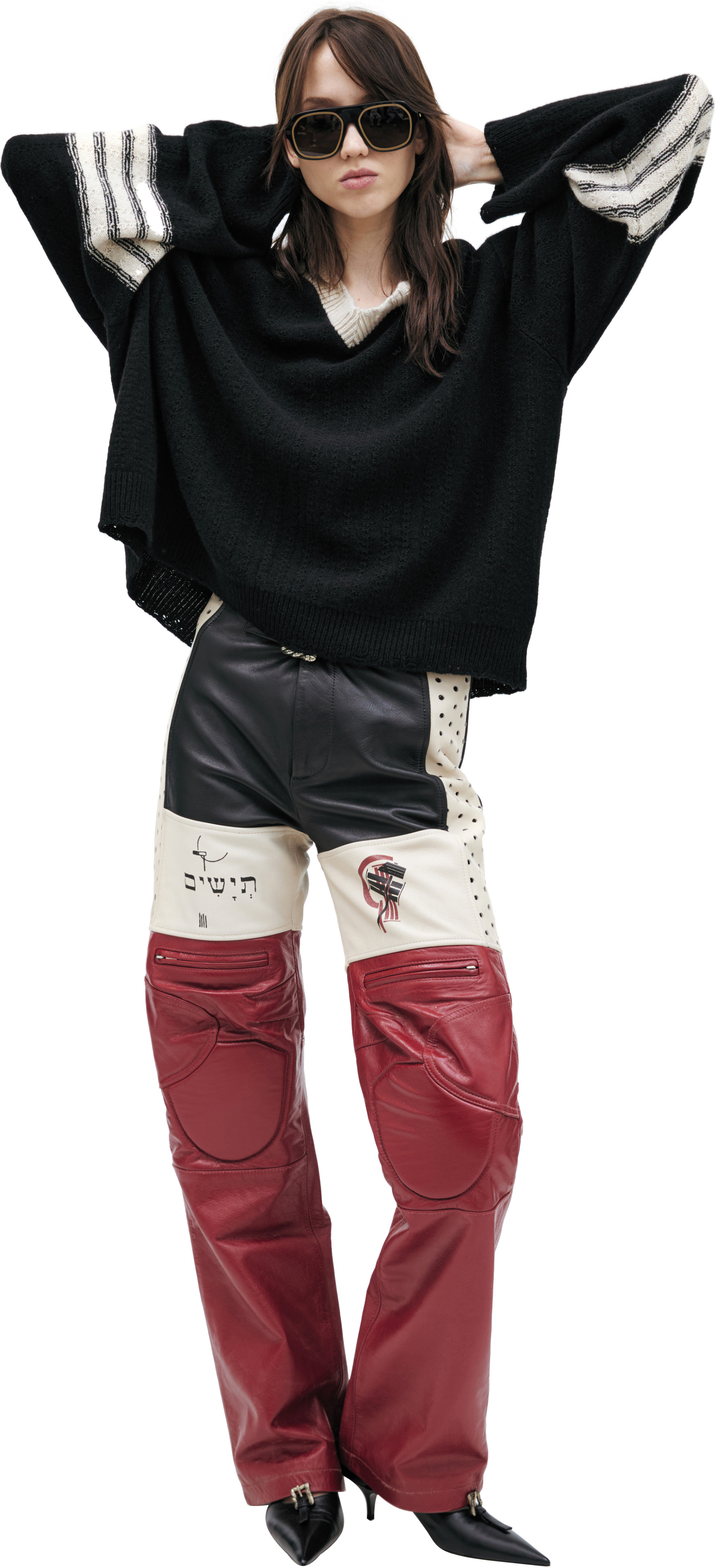 Enfants Riches Déprimés Combination leather trousers