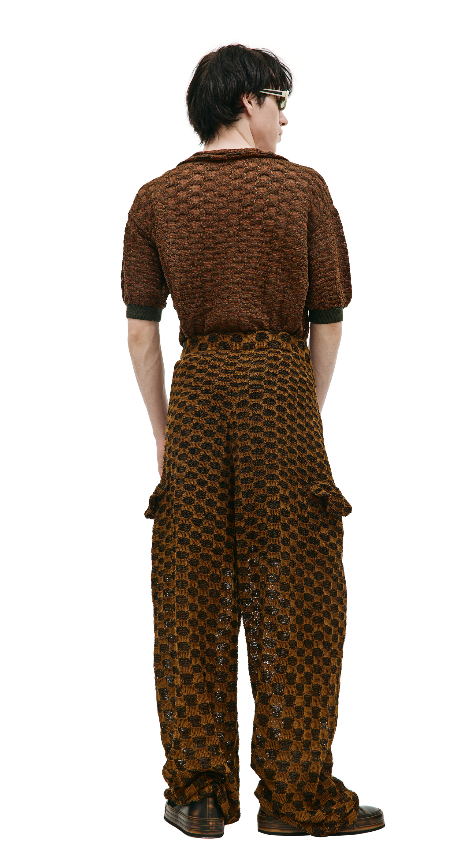 Isa Boulder Checkered knit cargo trousers