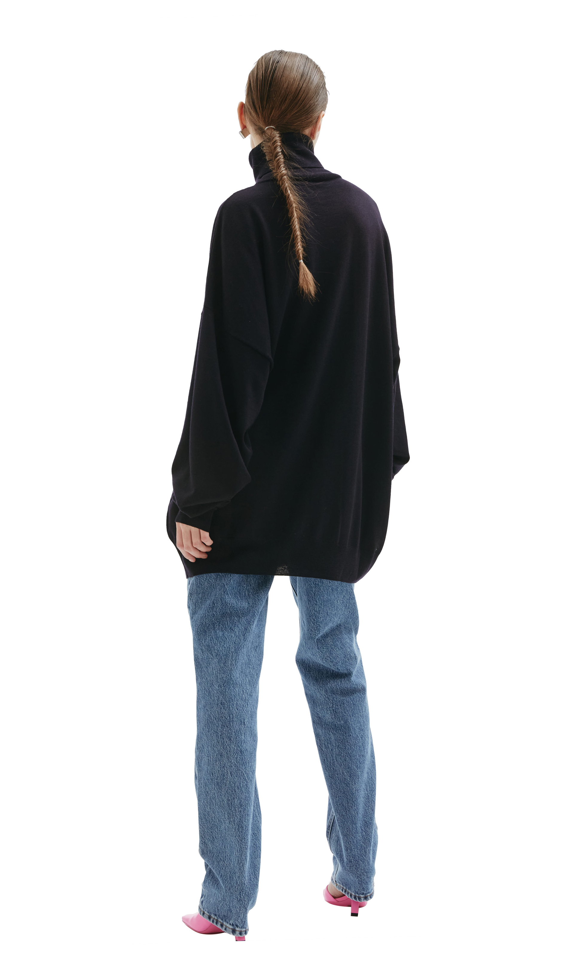 VETEMENTS Embroidered navy turtleneck