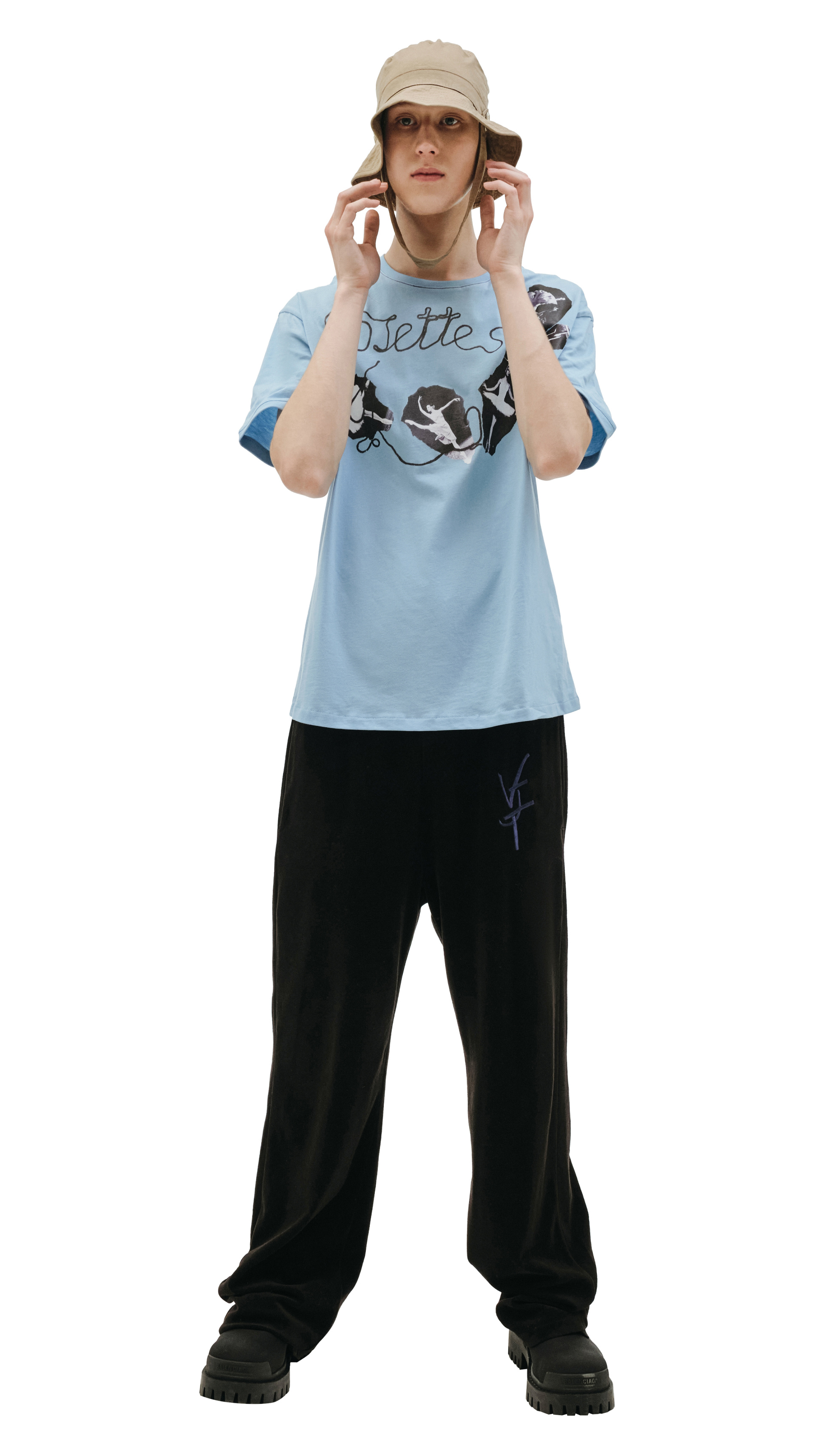 Vojettes Blue Cotton Ballerina Print T-Shirt