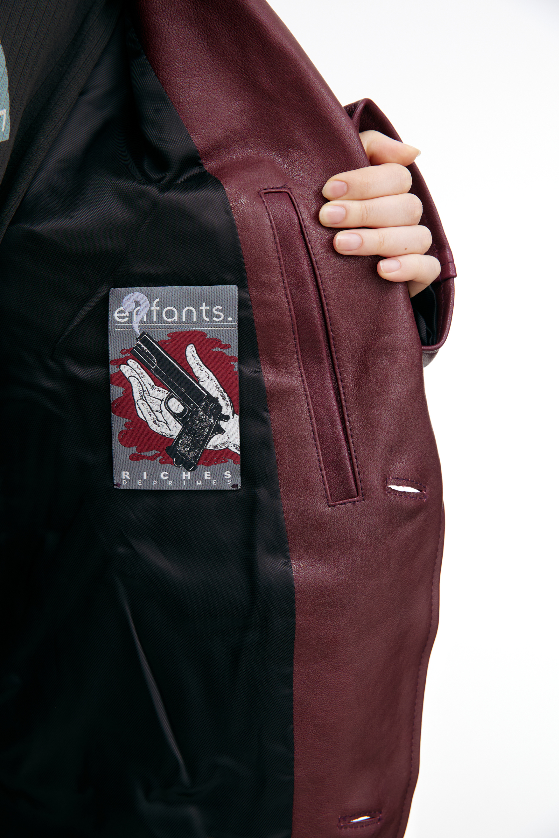 Enfants Riches Déprimés Burgundy leather jacket