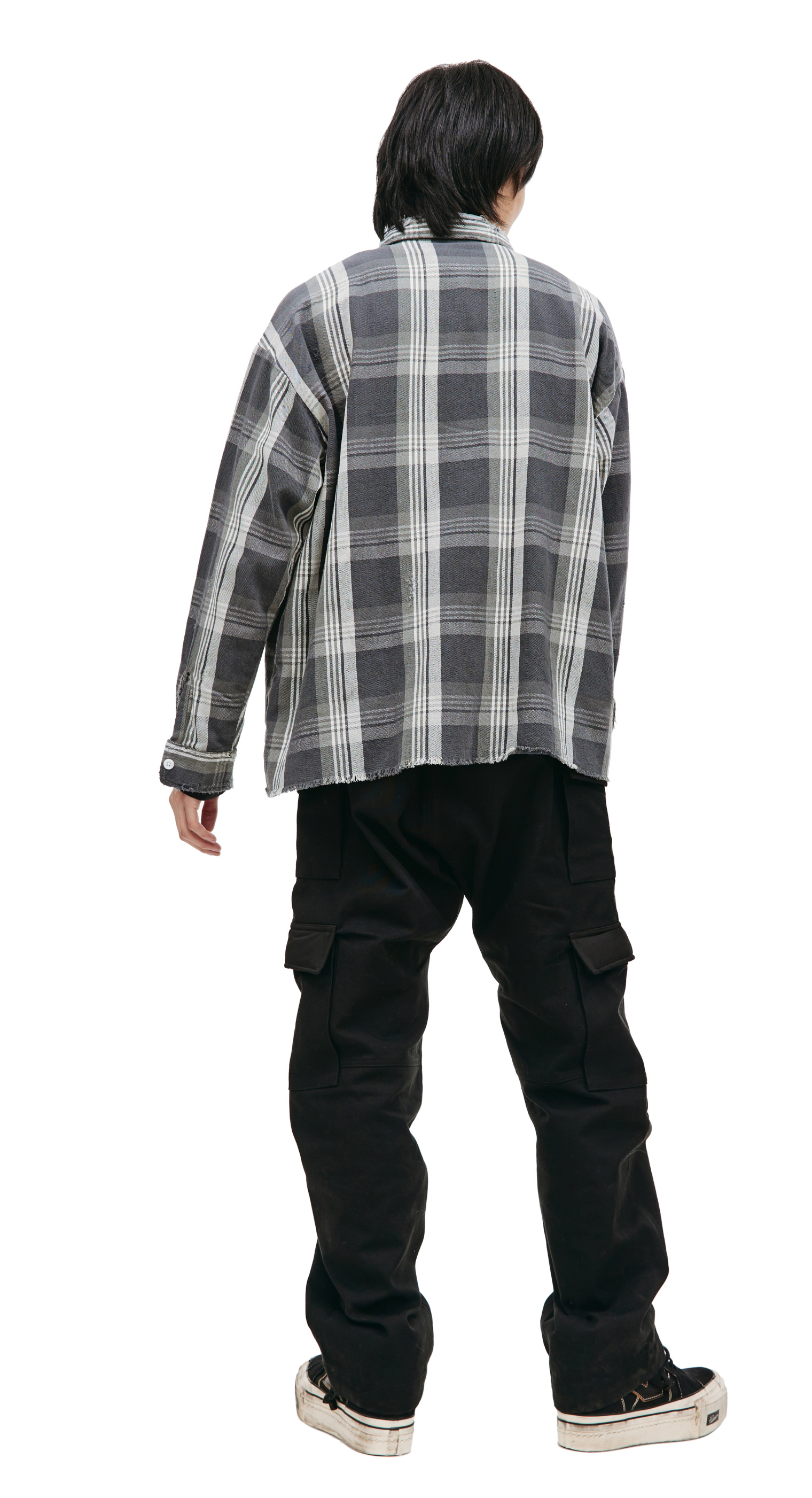 Buy Saint Michael men grey flannel checked shirt for $915 online