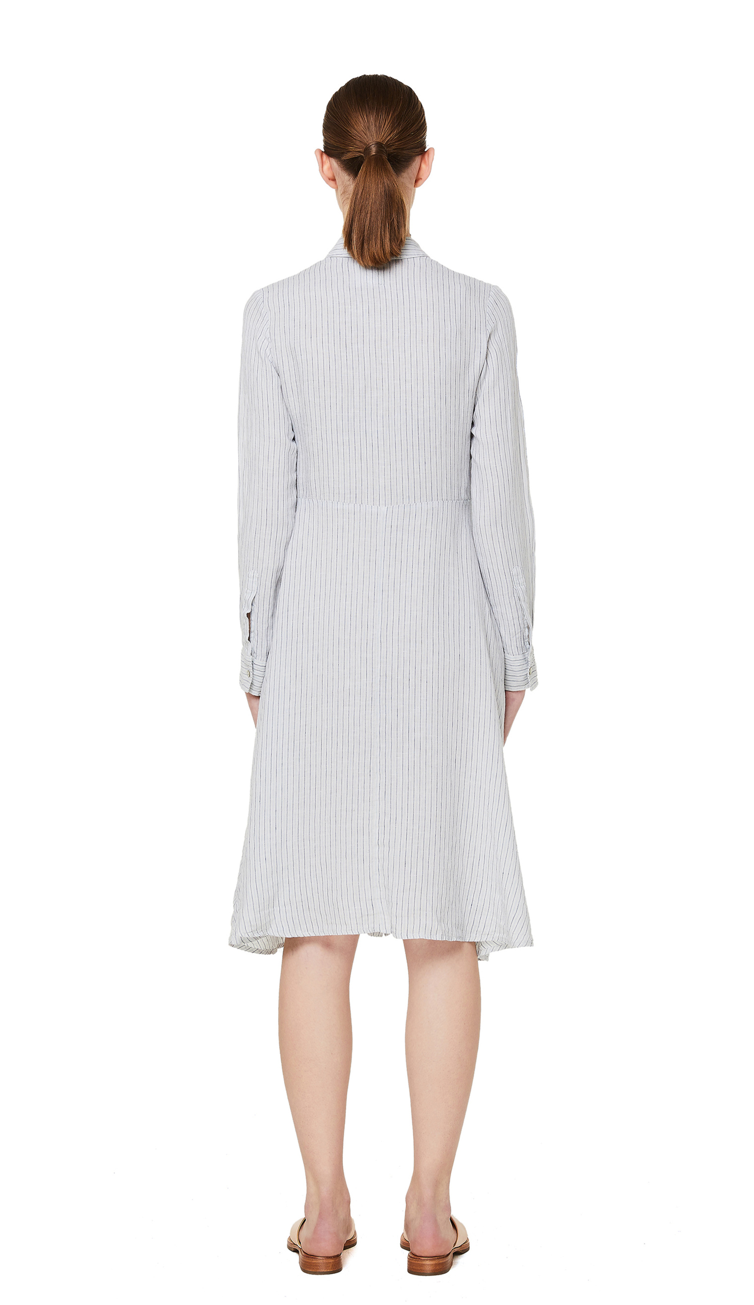 120% Lino Grey Striped Linen Dress