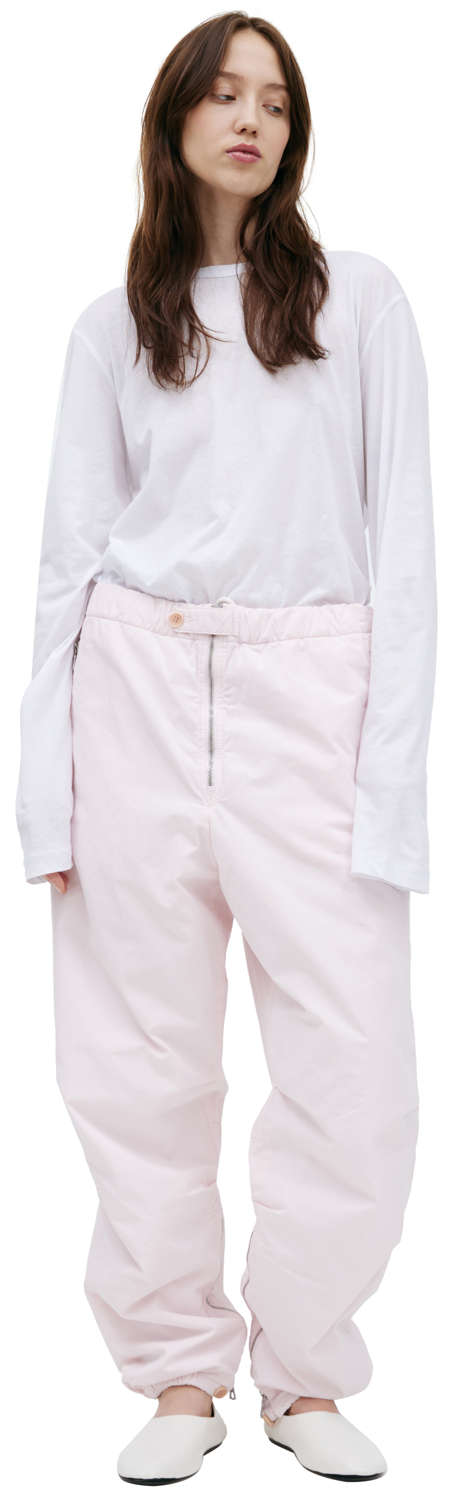 Dries Van Noten Pink trousers with zippers