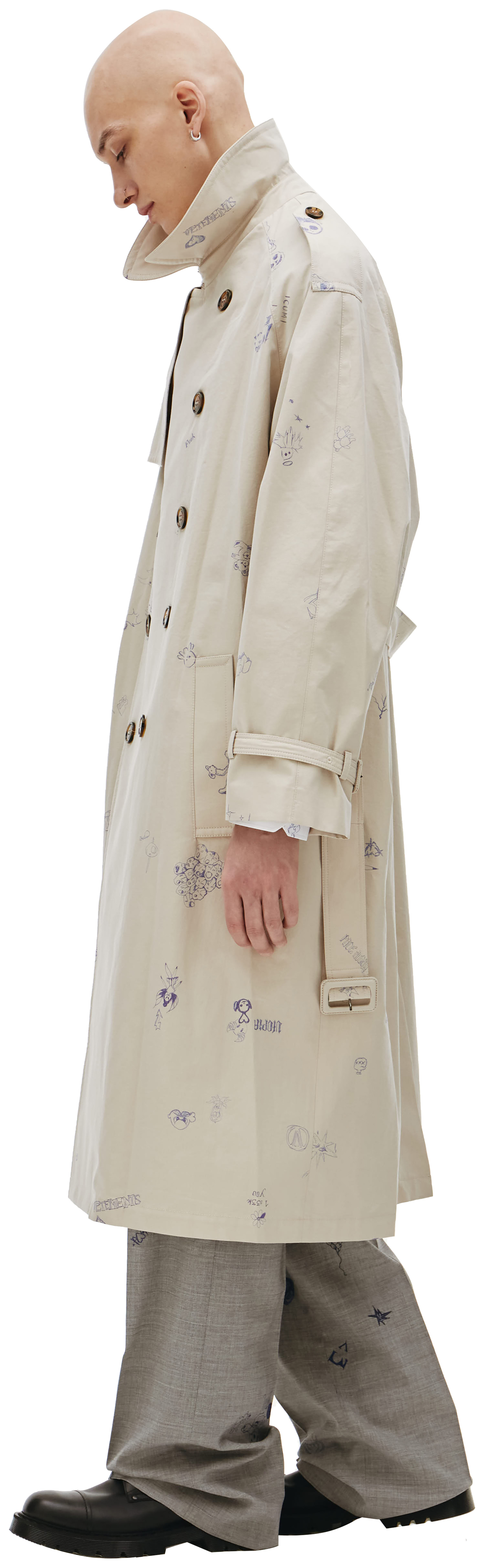 VETEMENTS Тренч Scribbled из хлопка