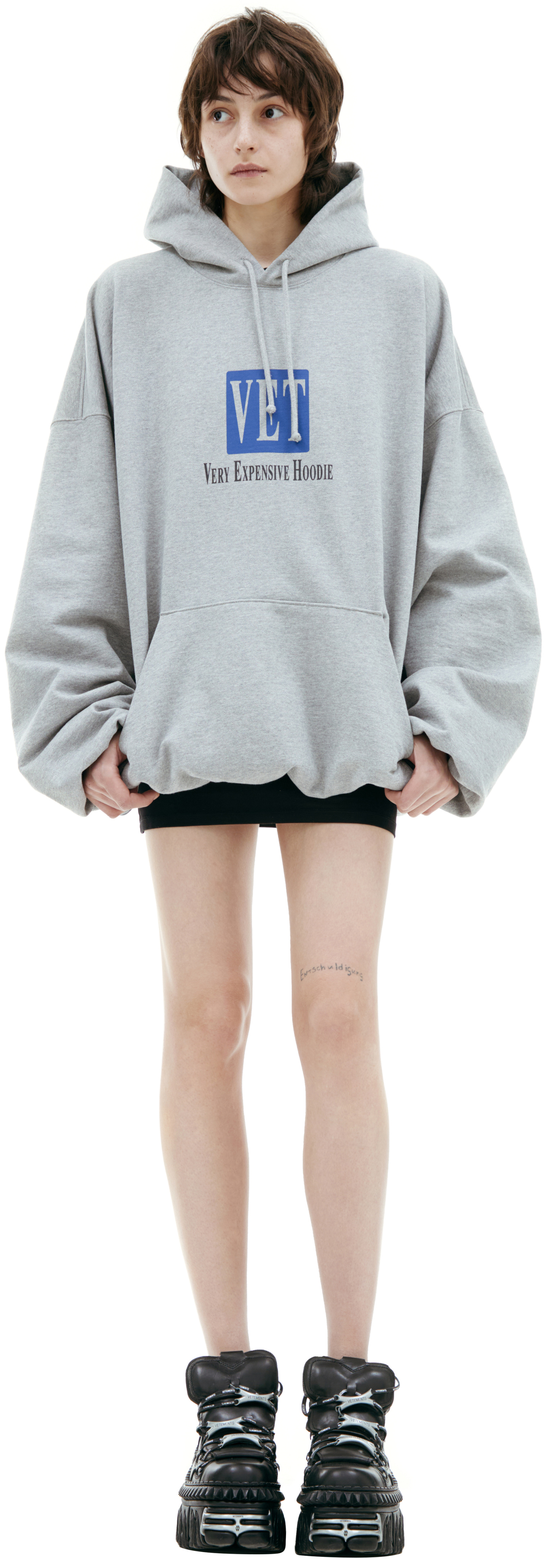 VETEMENTS Grey print hoodie