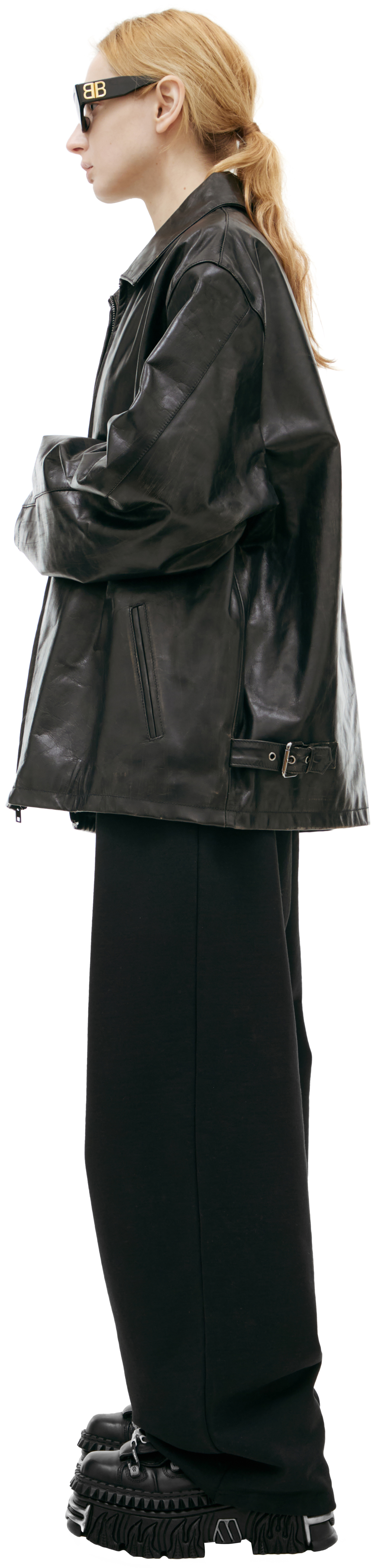 VETEMENTS Leather jacket with collar