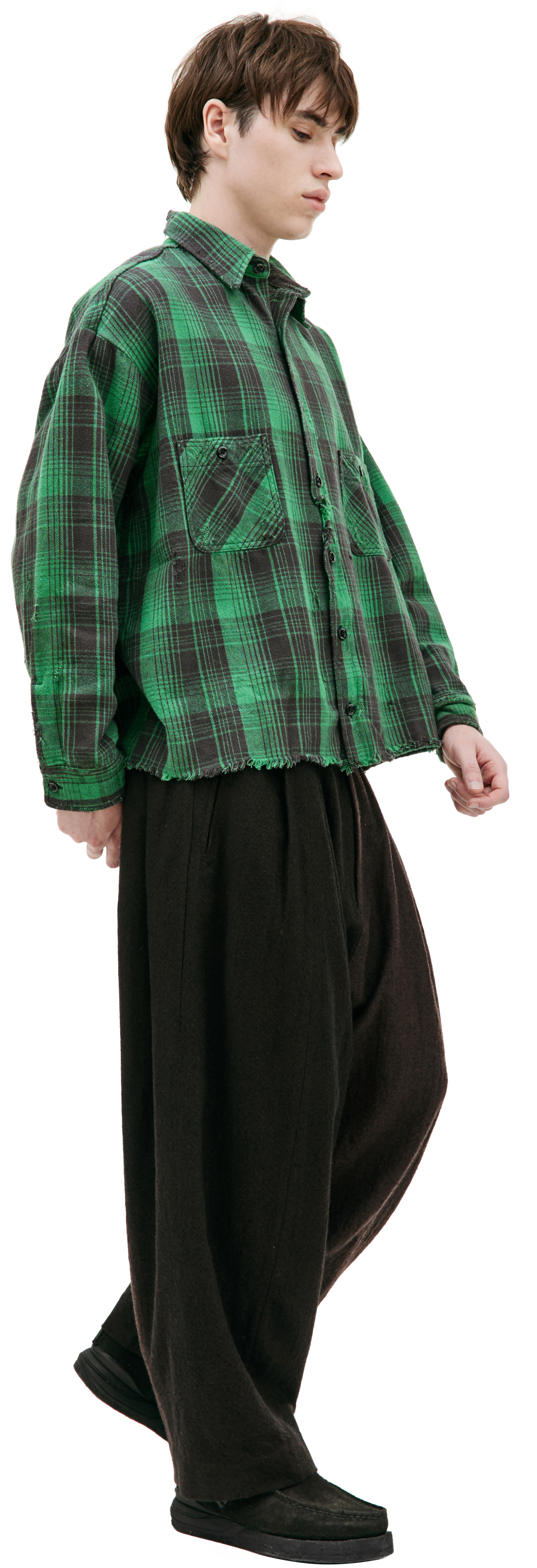 Saint Mxxxxxx Ripped plaid shirt