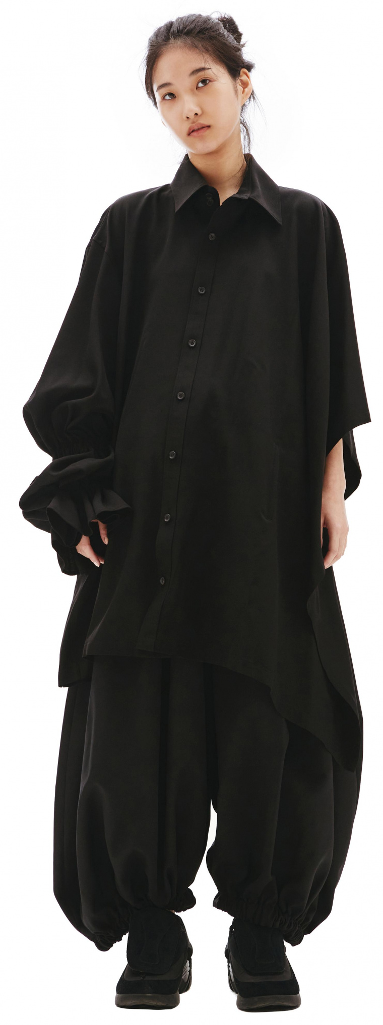 Yohji Yamamoto Рубашка с рукавом-пончо