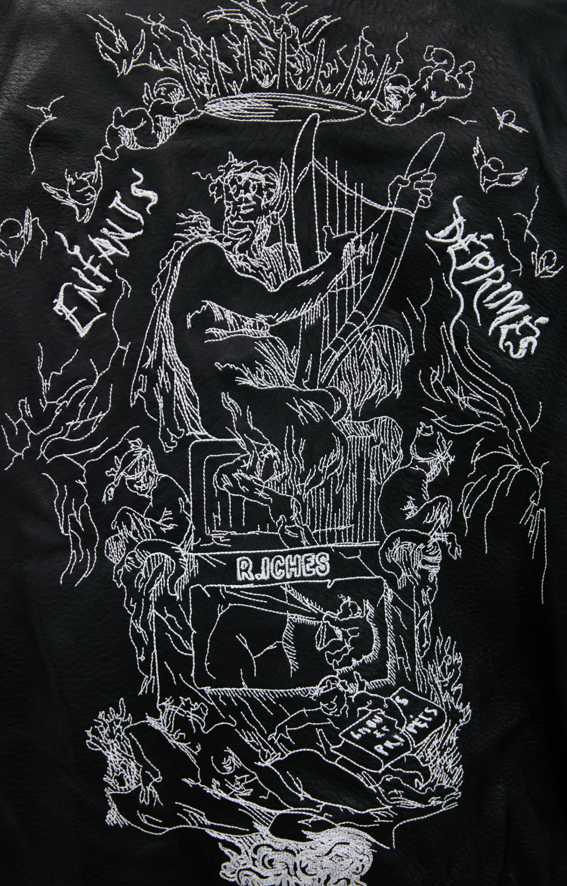 Enfants Riches Déprimés Leather Embroidered Jacket