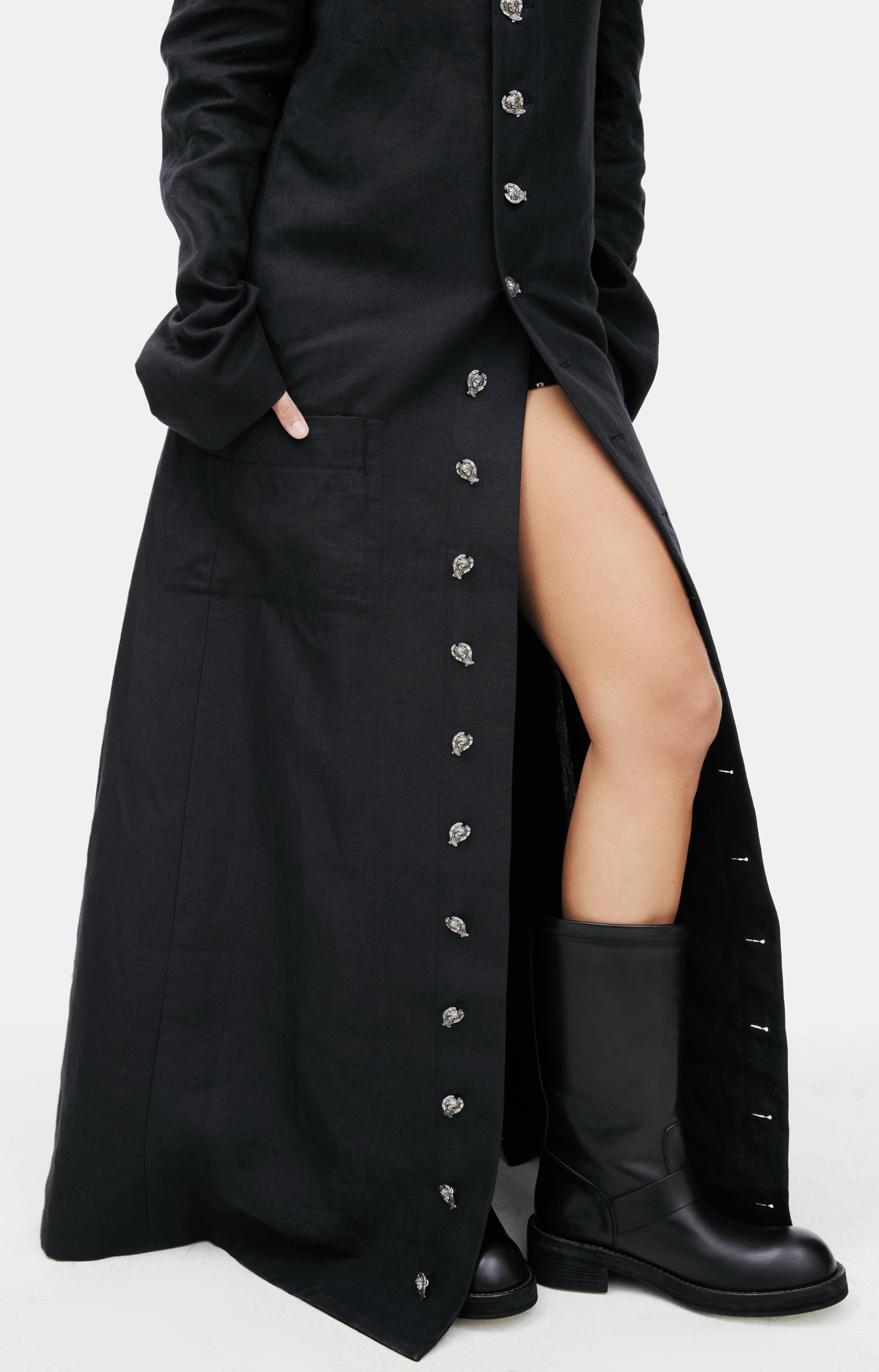 Enfants Riches Déprimés LINEN PRIEST COAT WITH CHERUB BUTTONS