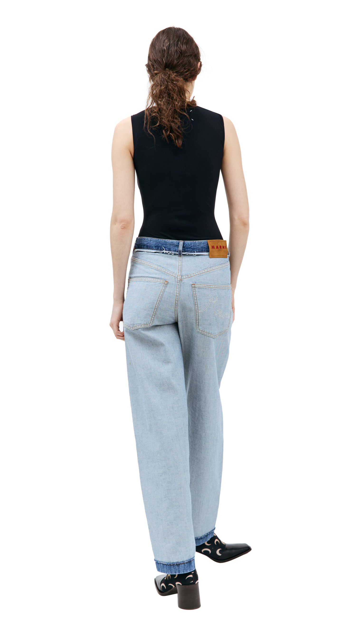 Marni Blue inside-out jeans