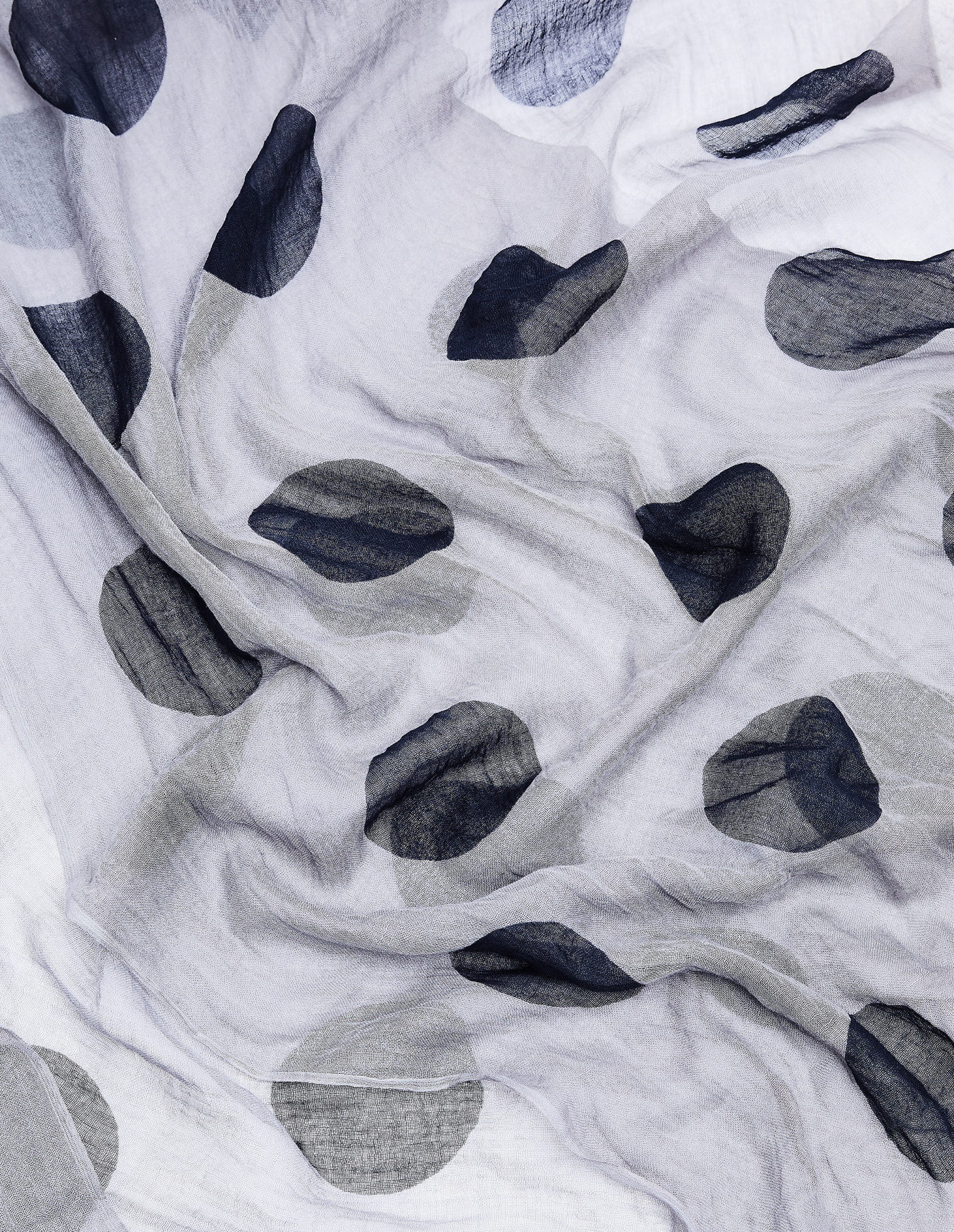Y\'s Grey Polka Dot Cotton & Linen Scarf