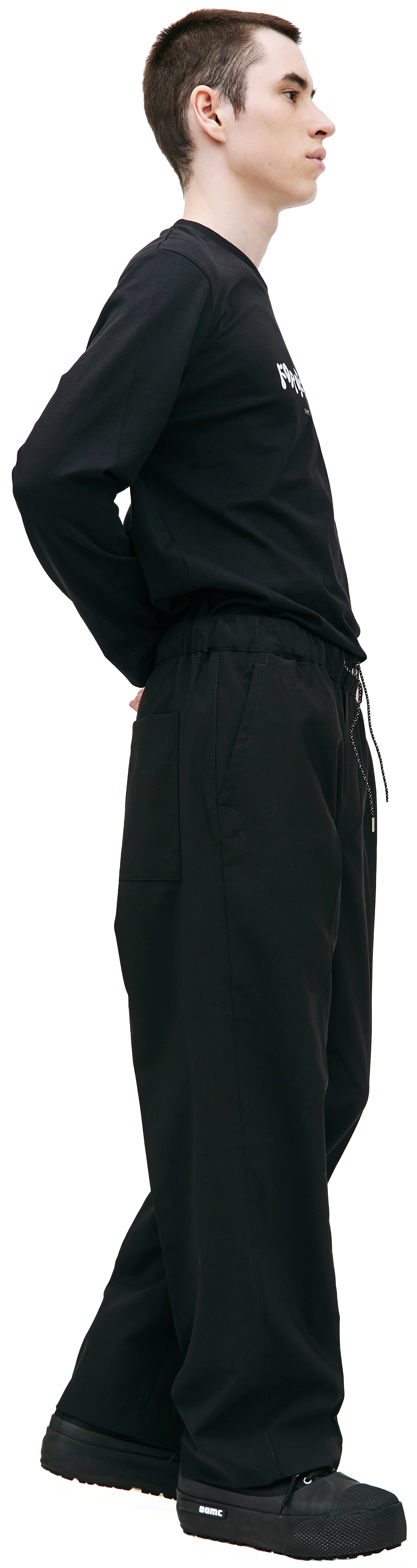 Buy OAMC men black base trousers for $510 online on SV77