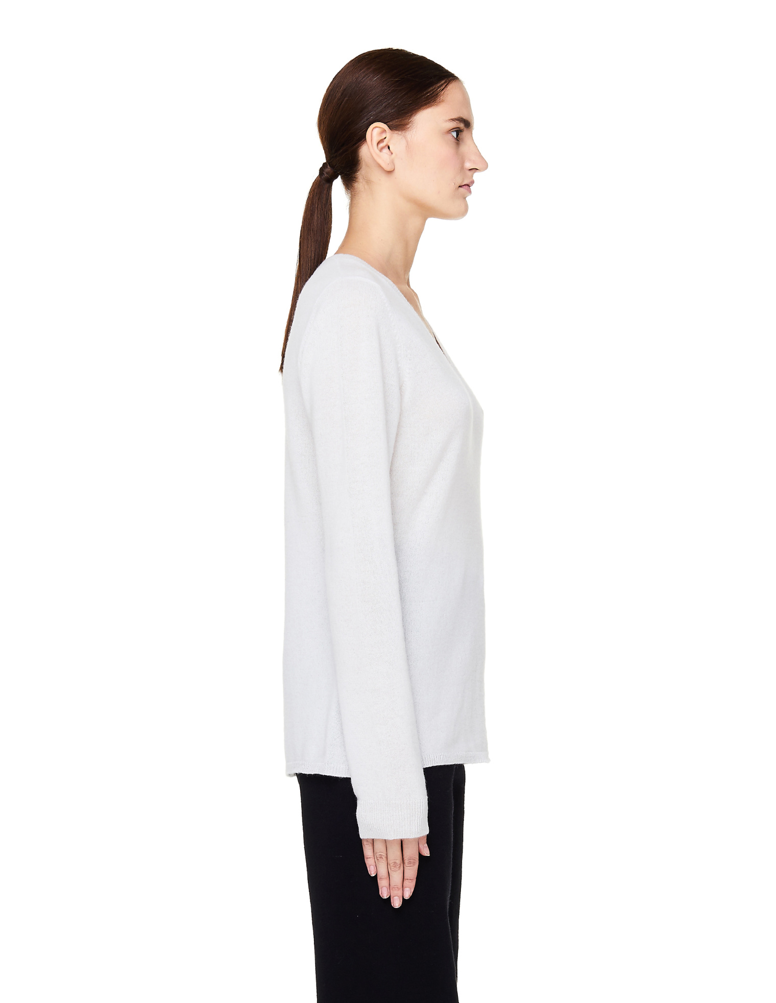 James Perse White Cashmere V-Neck Sweater