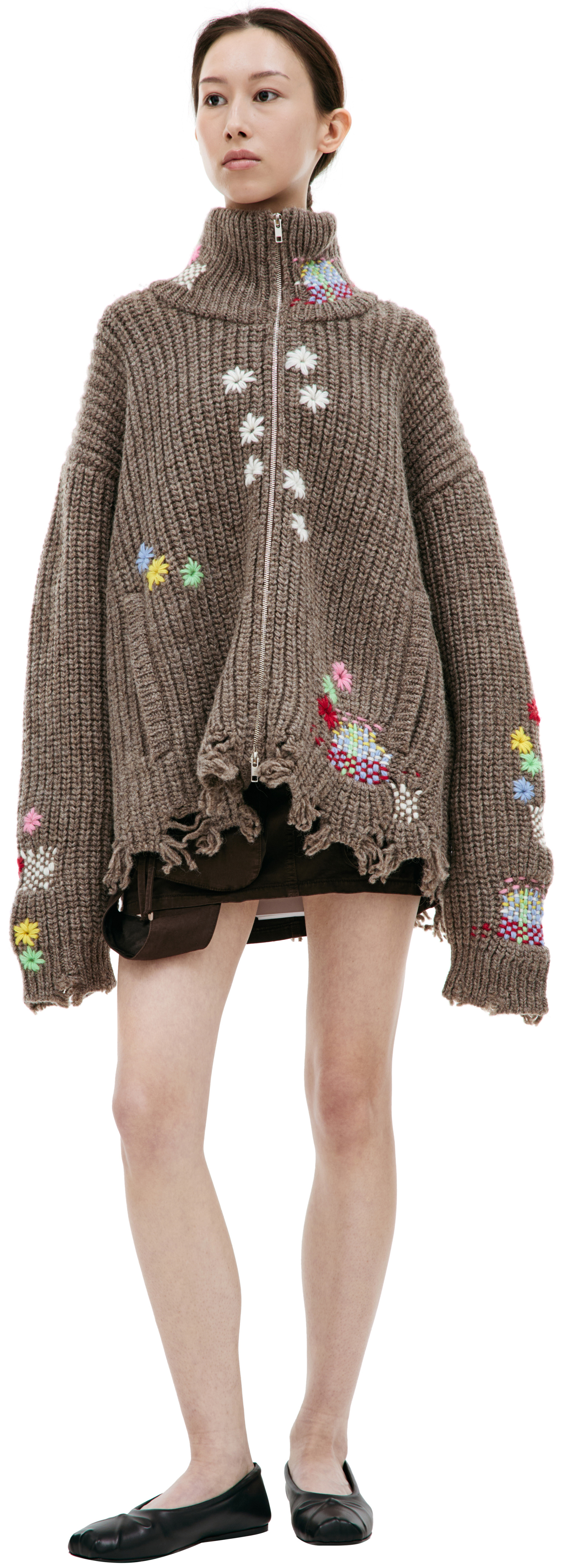 Doublet Wool sweater with floral embroidery