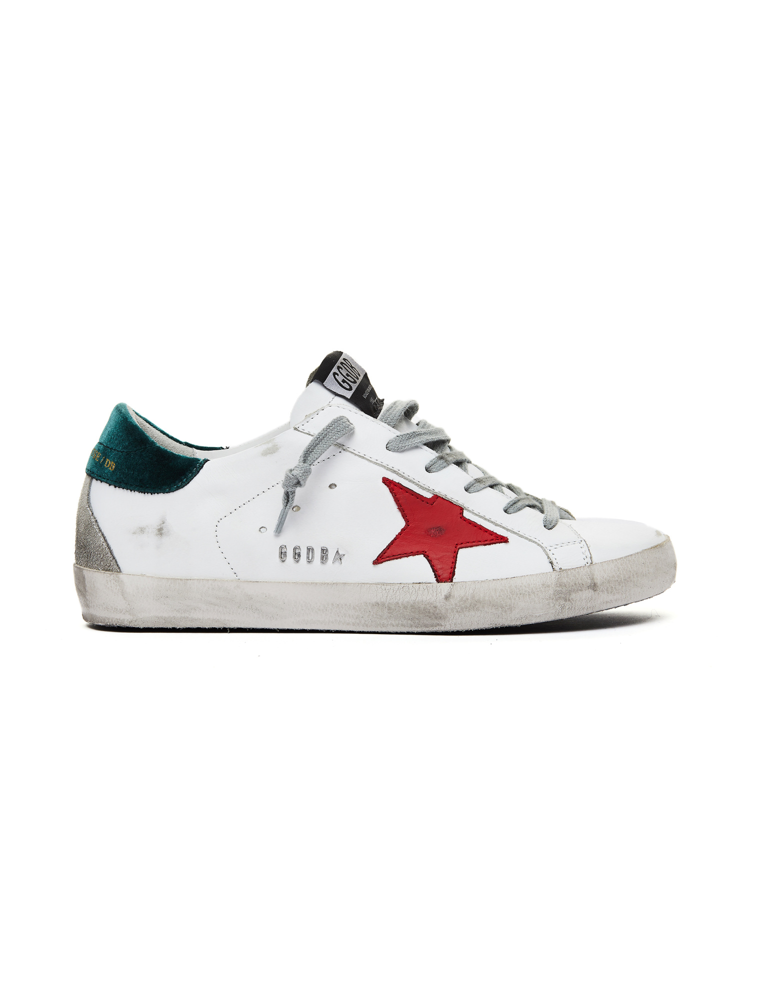 Golden Goose White Superstar Sneakers With Red Star