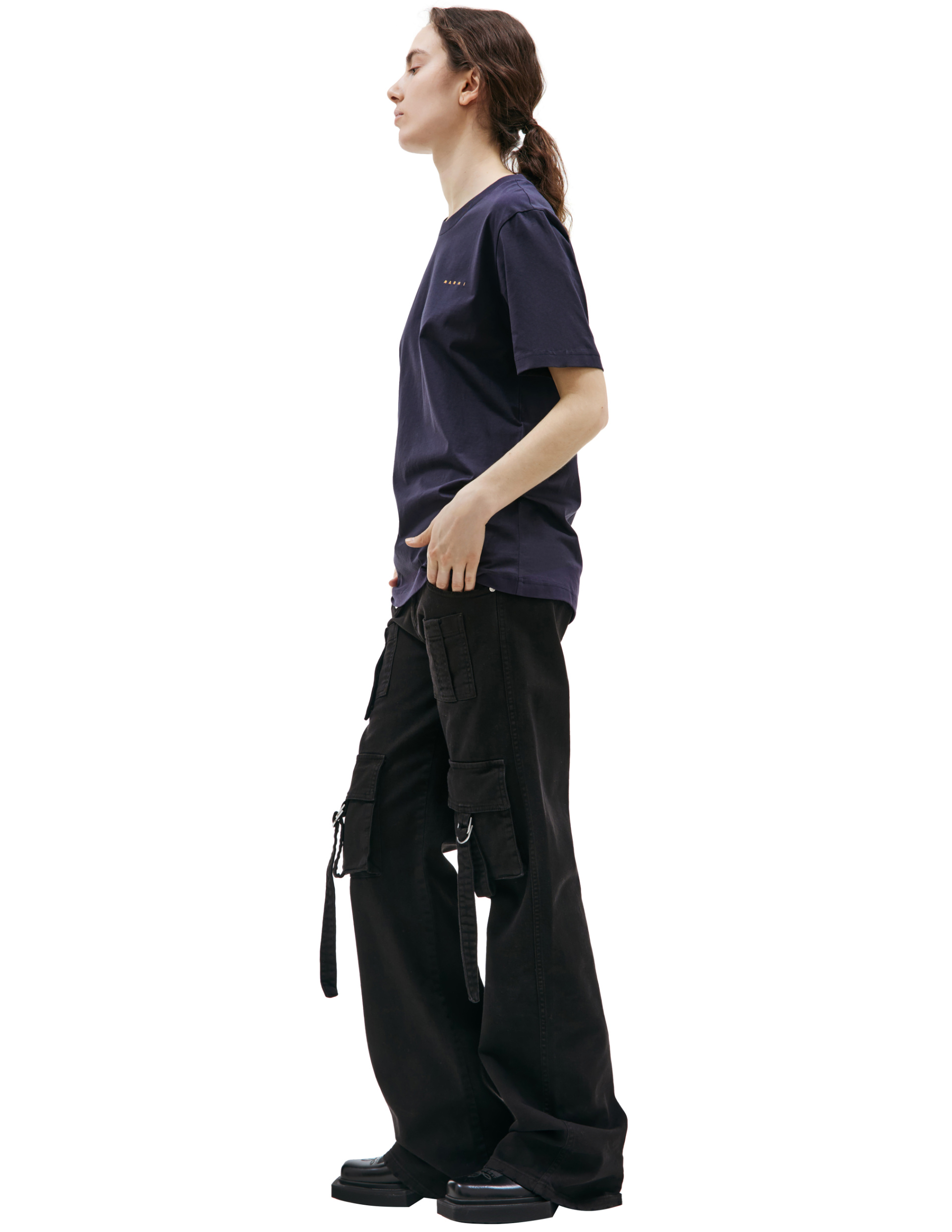 Marni Navy cotton t-shirt with logo