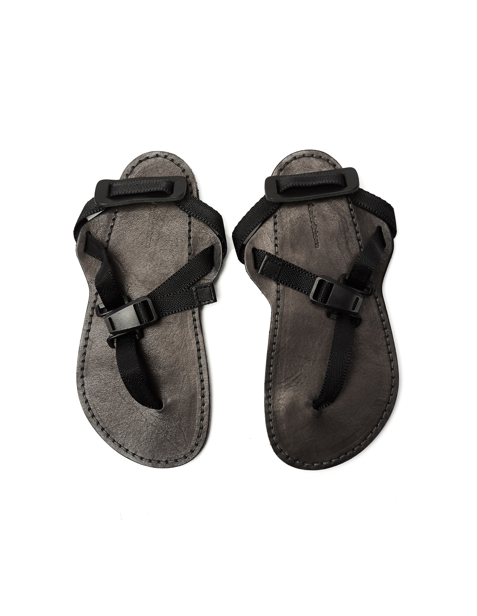 Hender Scheme Devise Strap Black Leather Sandal