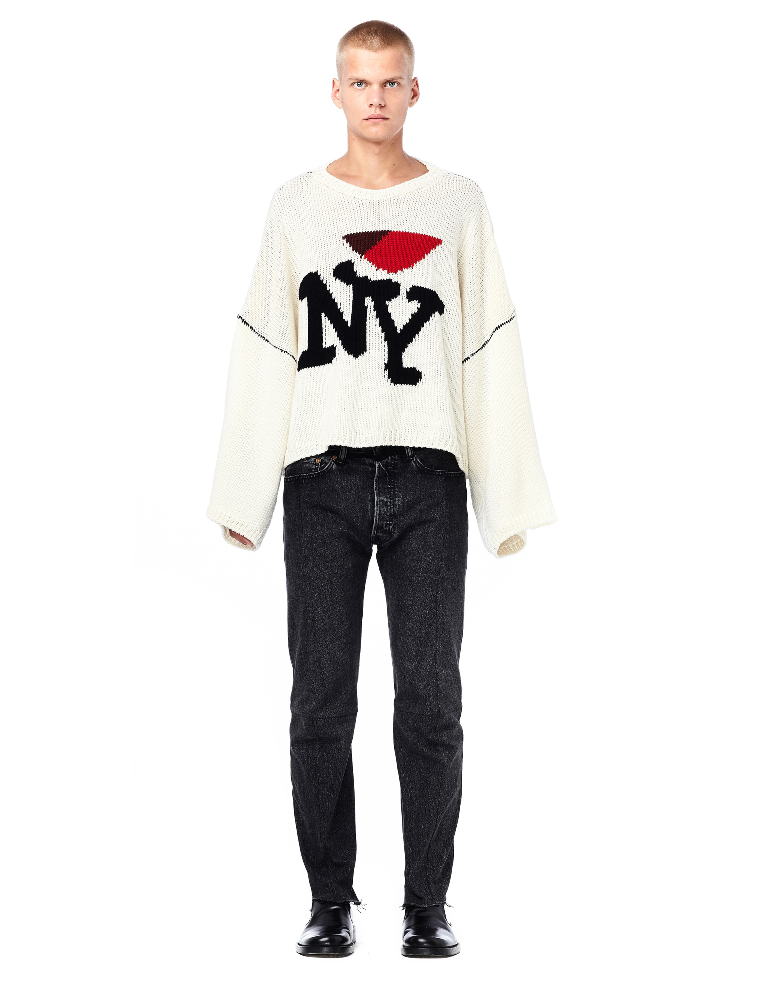 Raf Simons I <3 NY Oversized Intarsia Wool Sweater