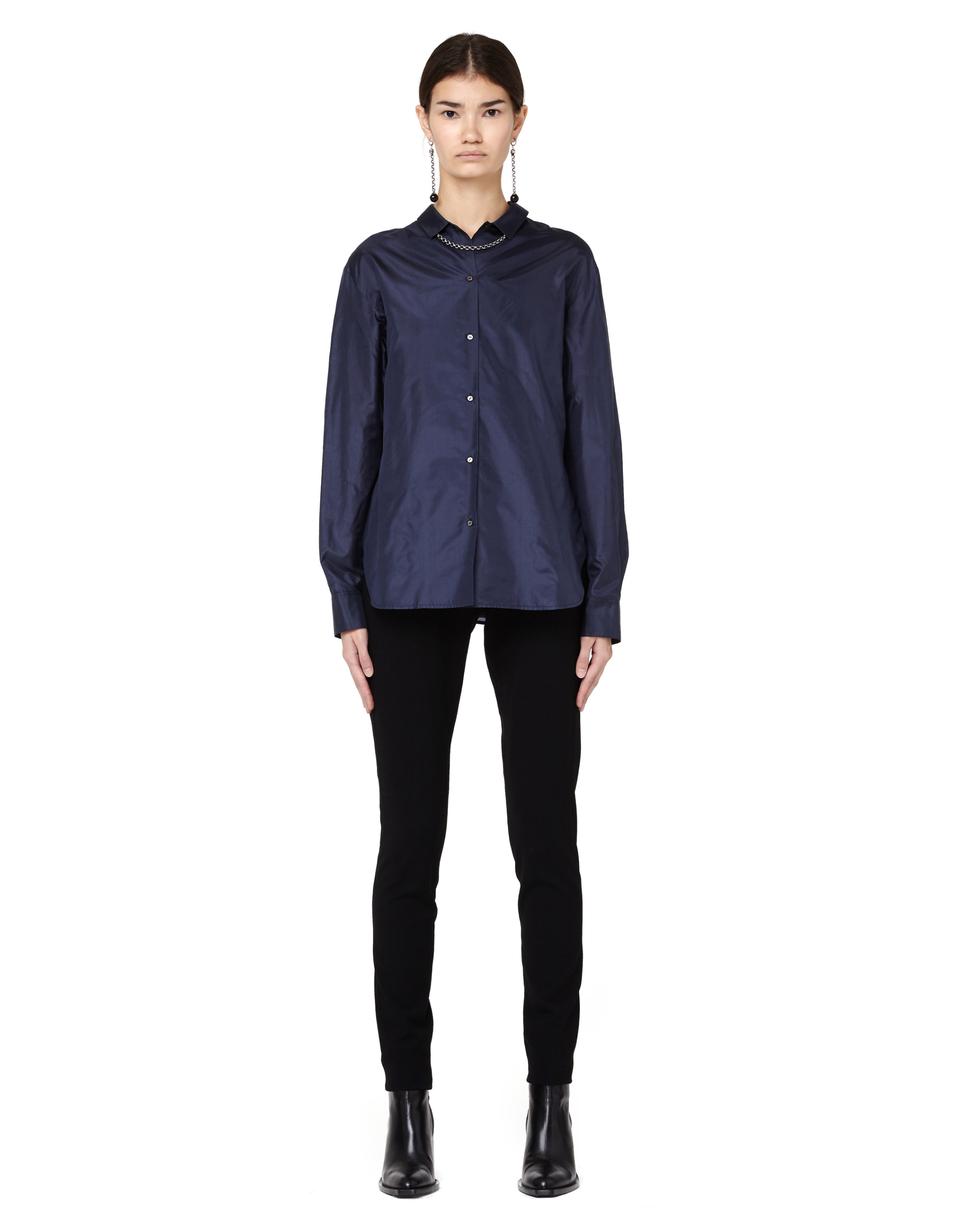 The Row Blue Silk Shirt