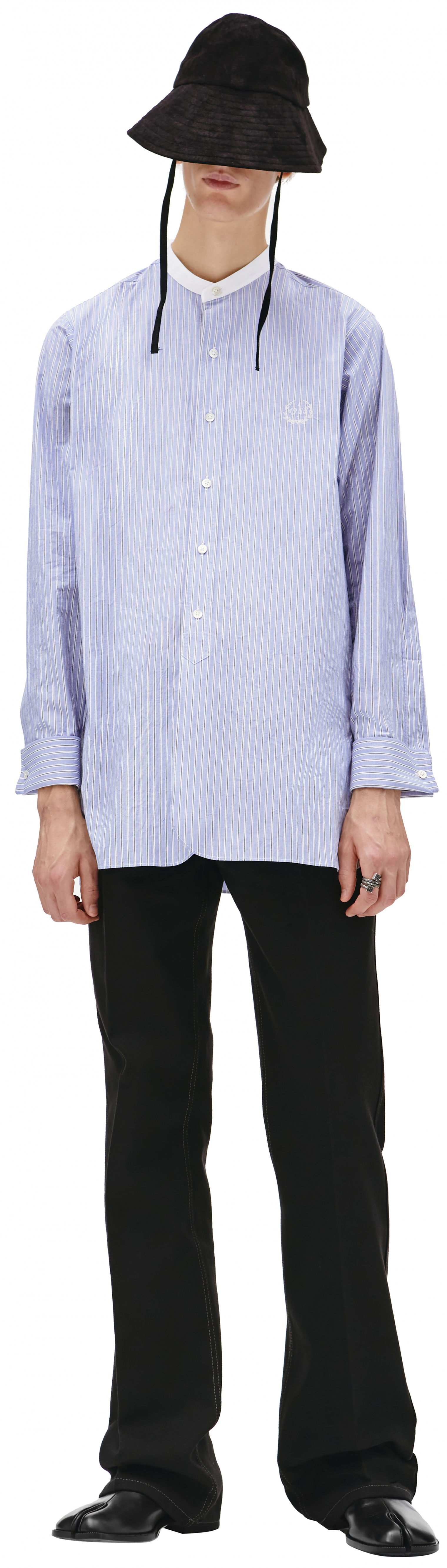 Maison Margiela Рубашка в полоску с вышивкой
