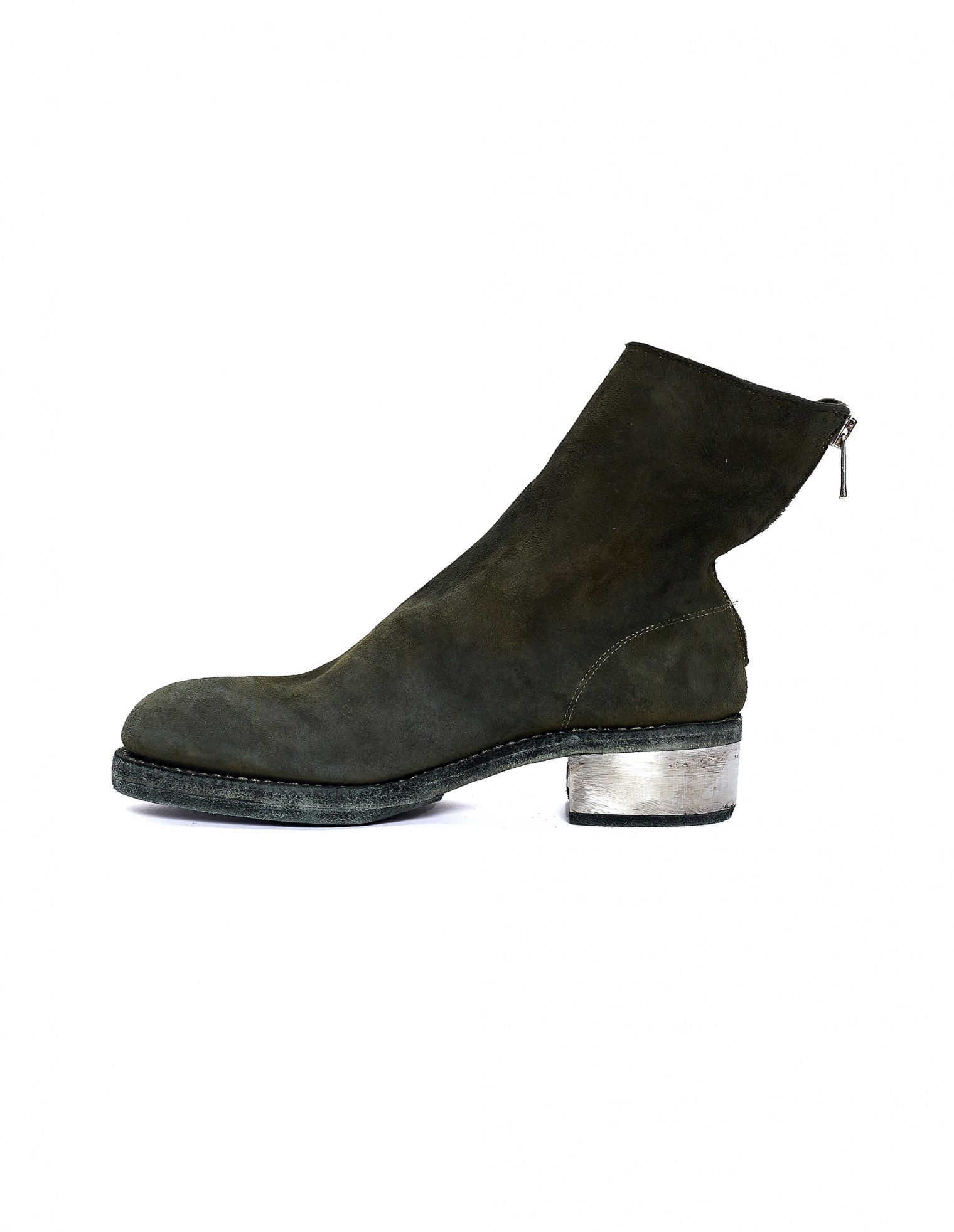 Guidi Suede Metallic Heel Ankle Boots