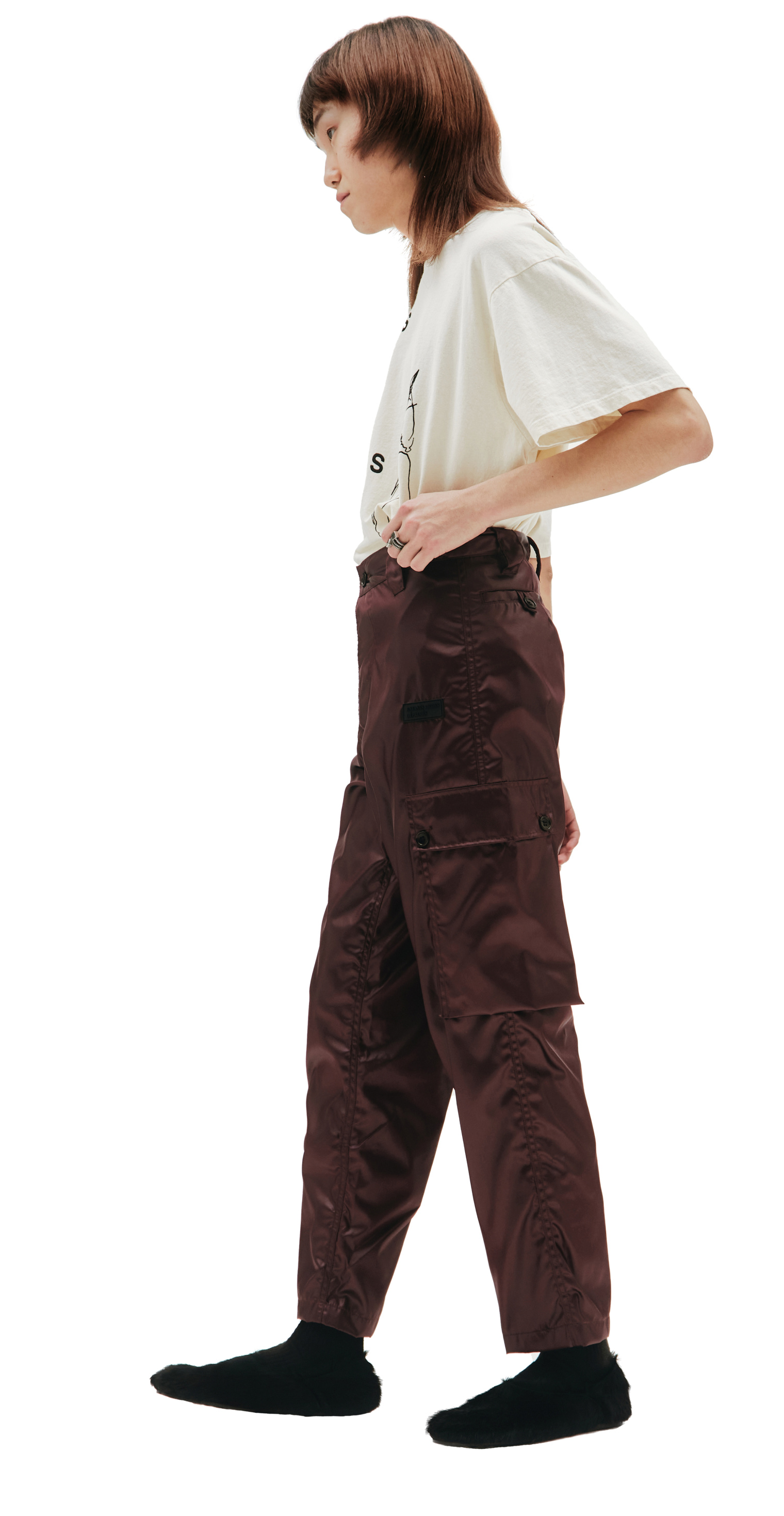 Enfants Riches Deprimes Nylon Burgundy Cargo Trousers