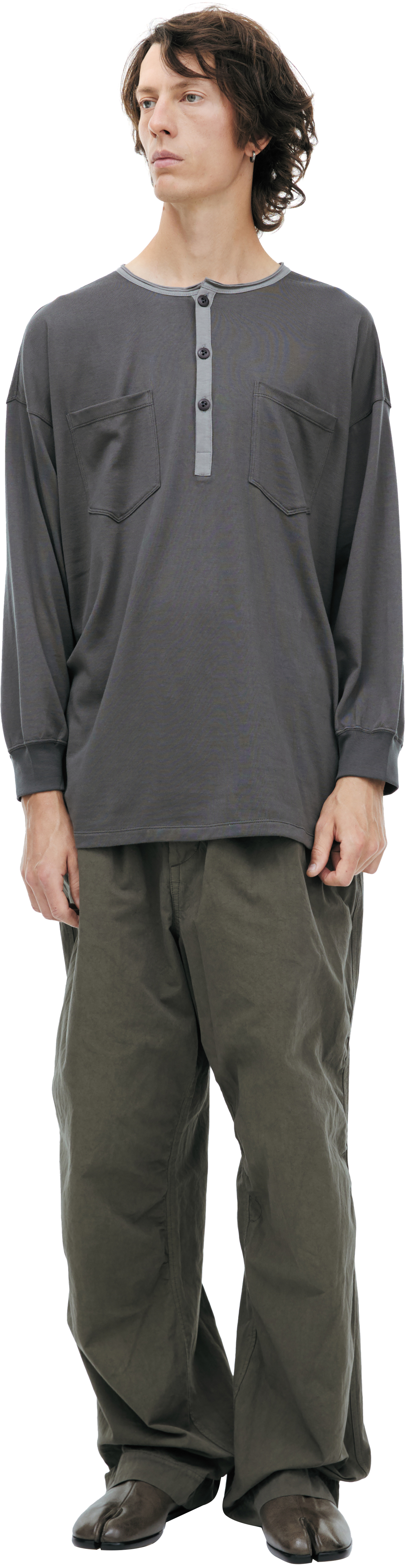 The Viridi-Anne Cotton longsleeve shirt with a fastener