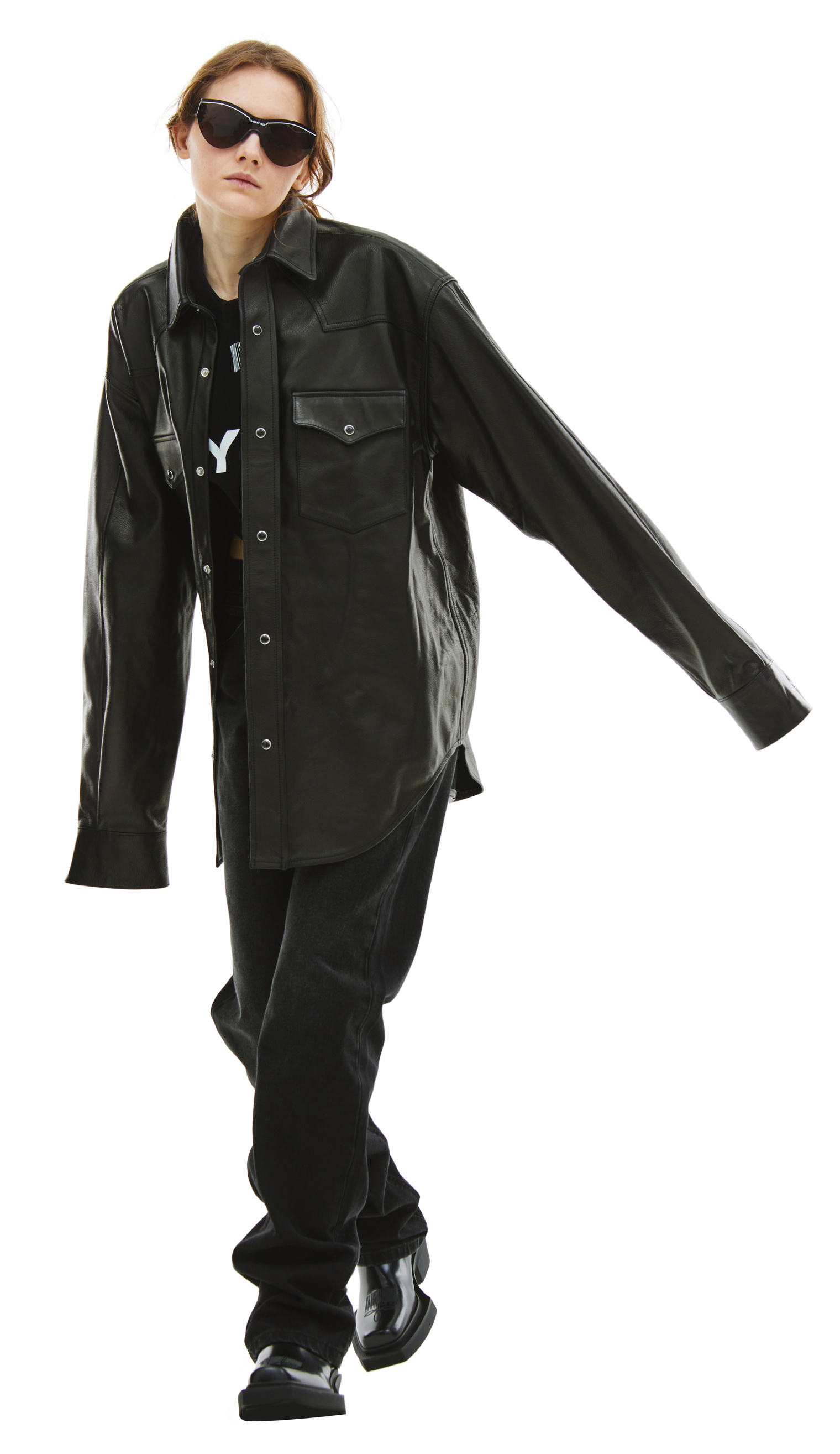 VTMNTS Black Leather Shirt