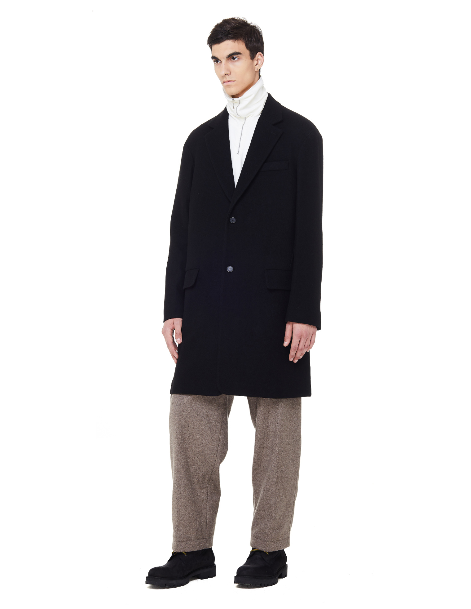 The Row Joseph Black Yak Wool Coat