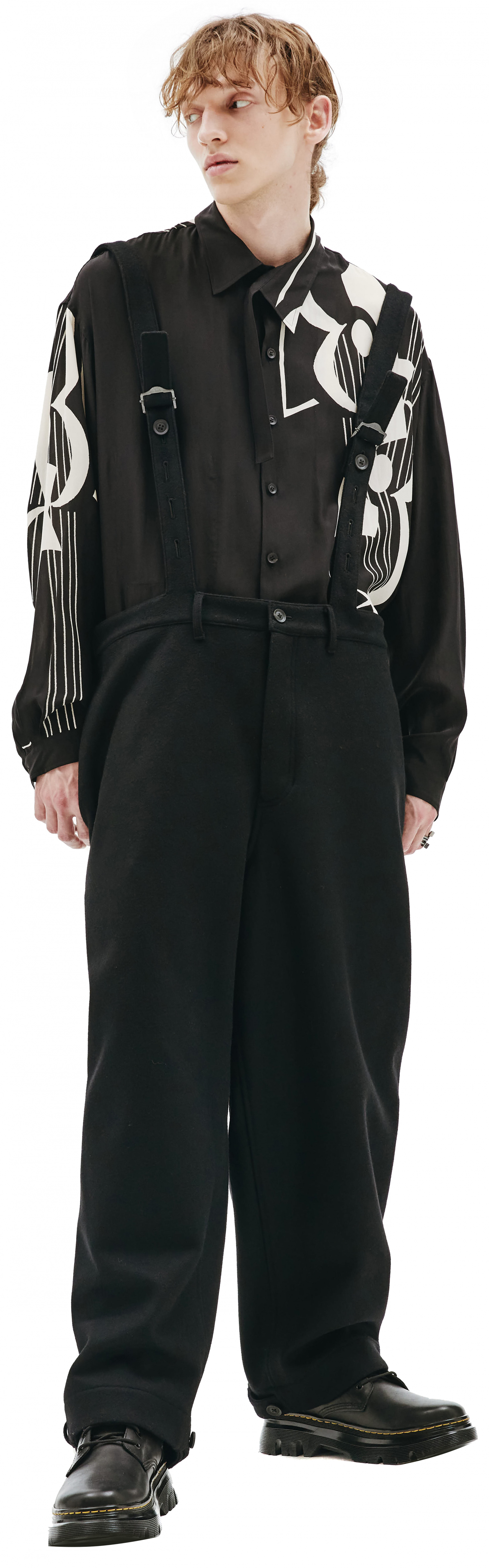 Yohji Yamamoto Шерстяные брюки с подтяжками