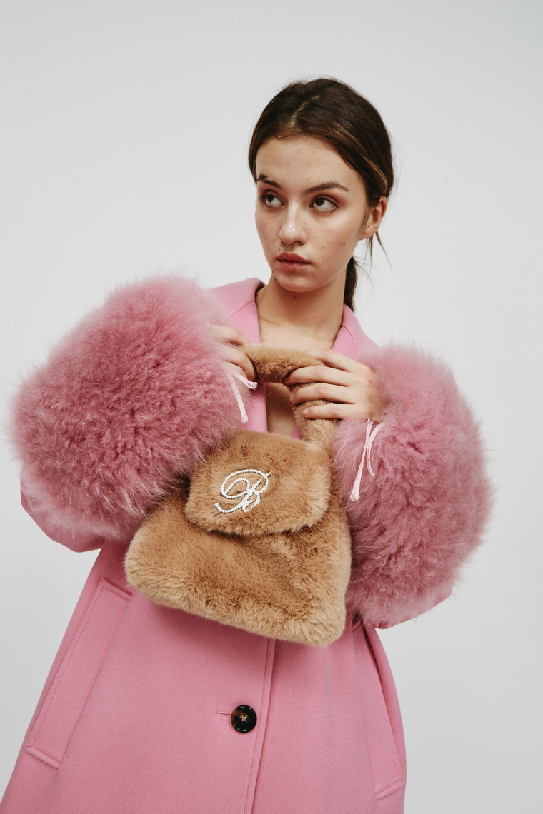Blumarine Fux-fur top handle bag