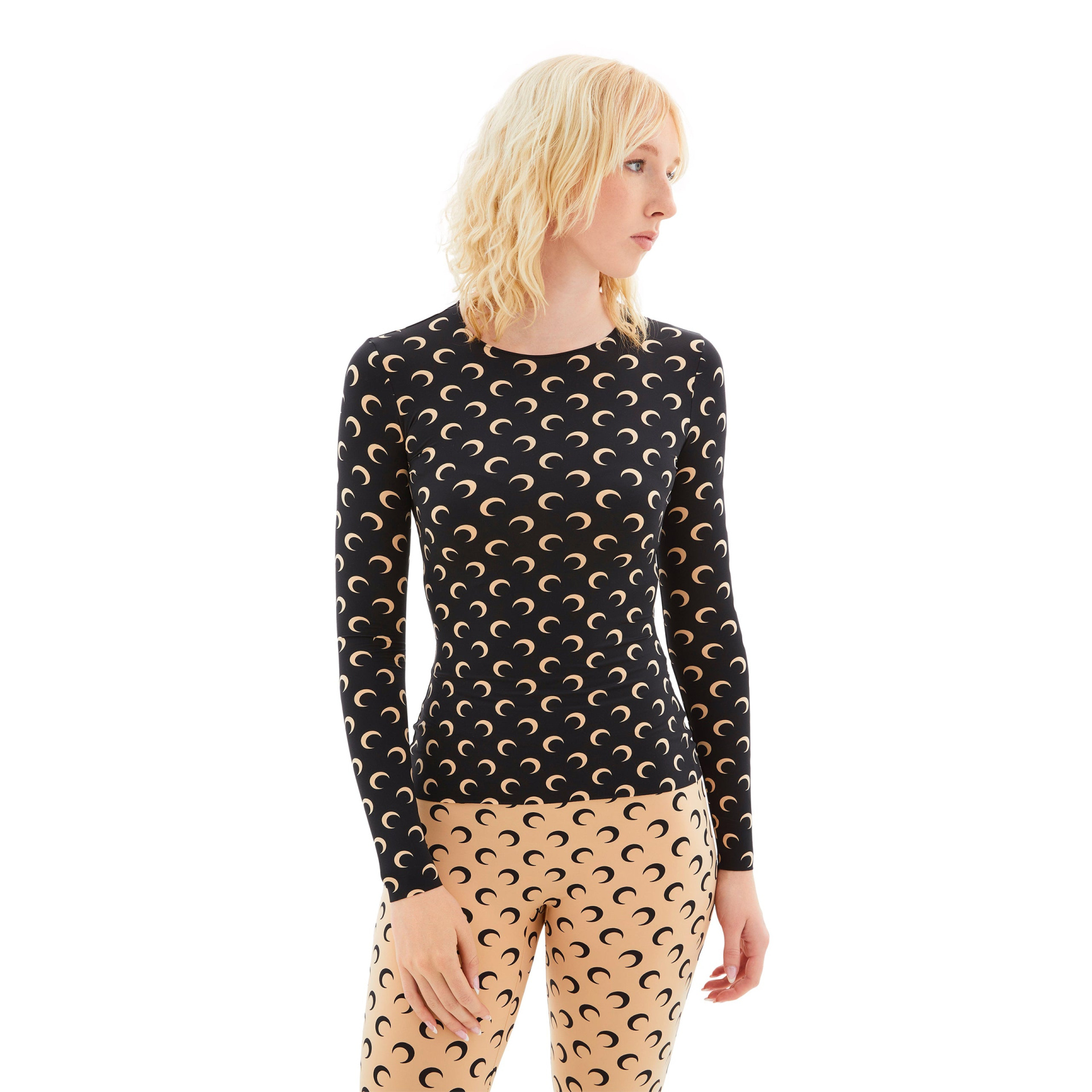 MARINE SERRE Recycled Moon Jersey Second Skin Crewneck Top