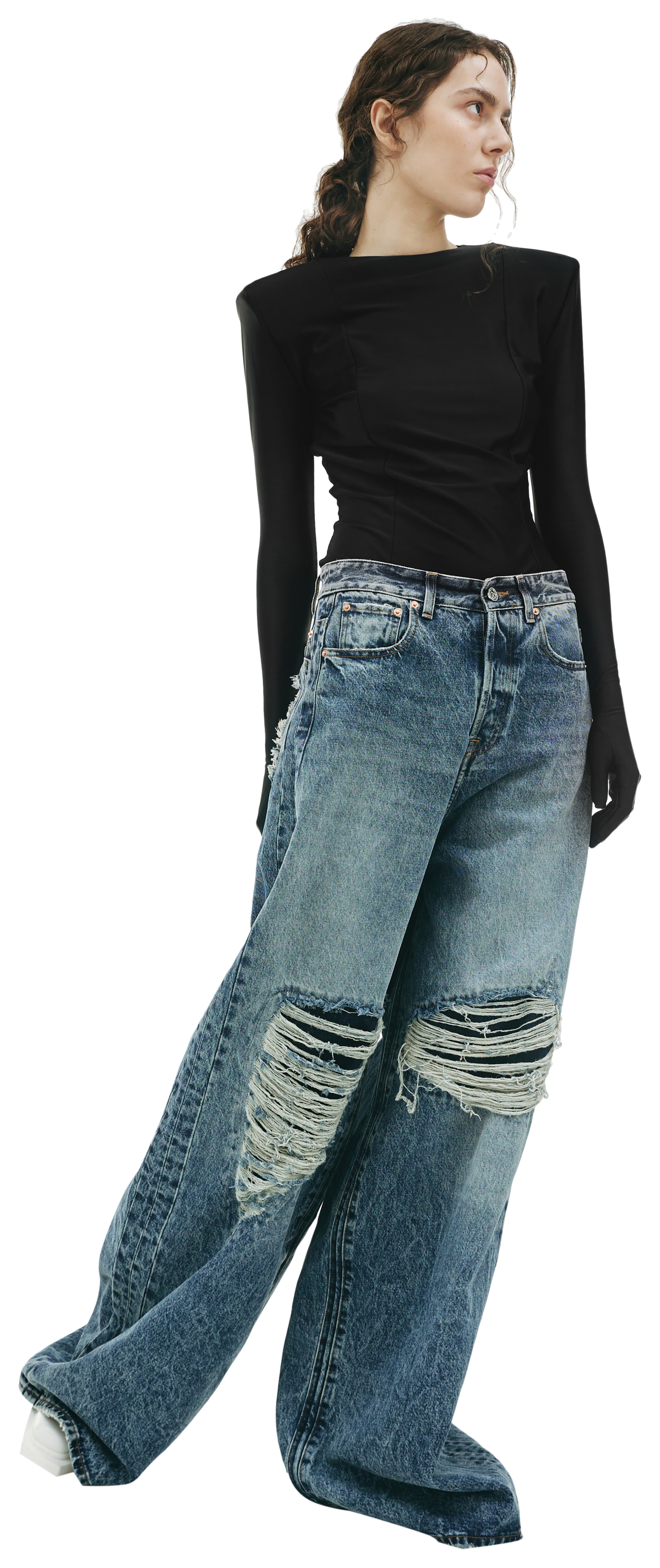 VETEMENTS Distressed wide-leg jeans