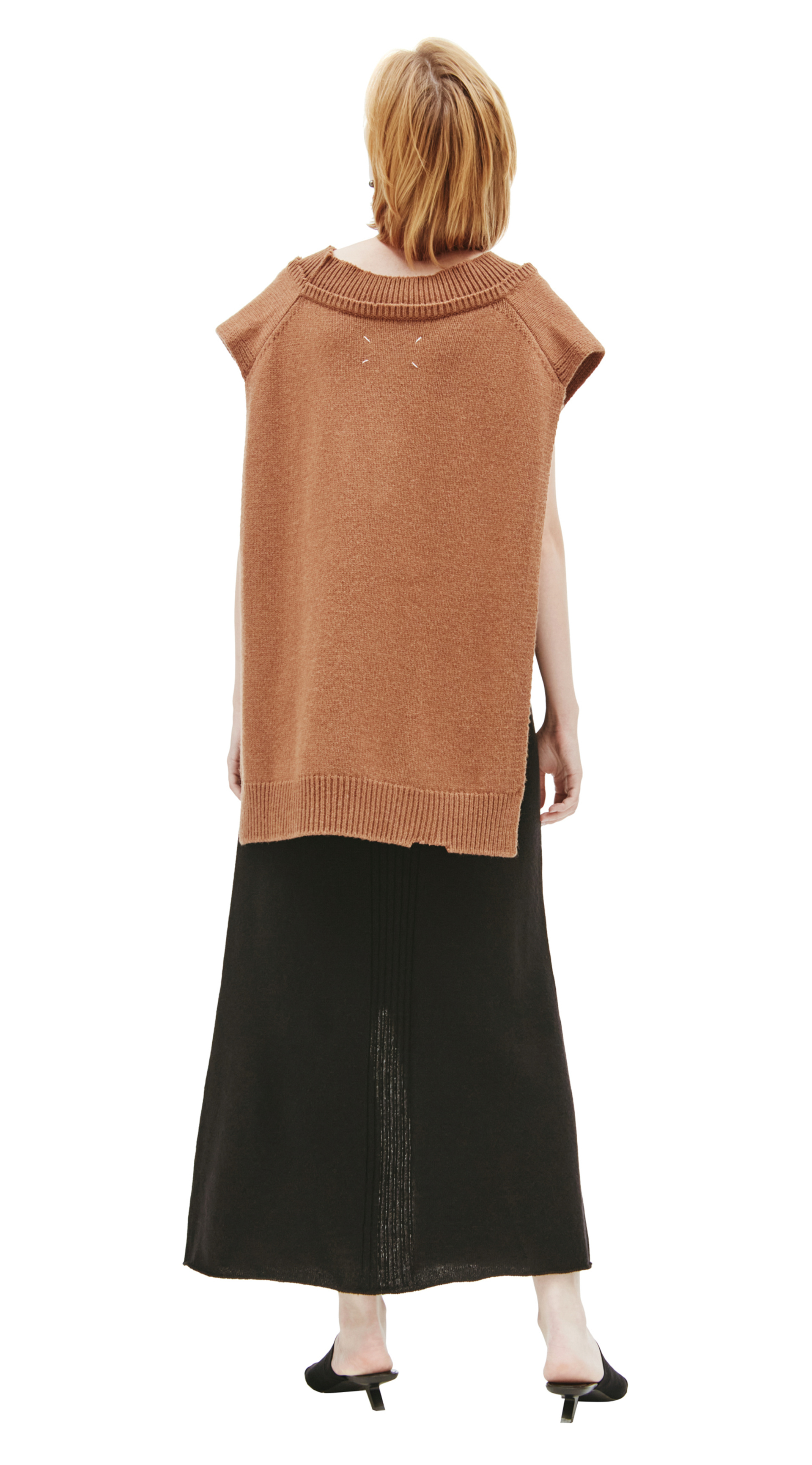 Maison Margiela Wool V-Neck Vest Brown