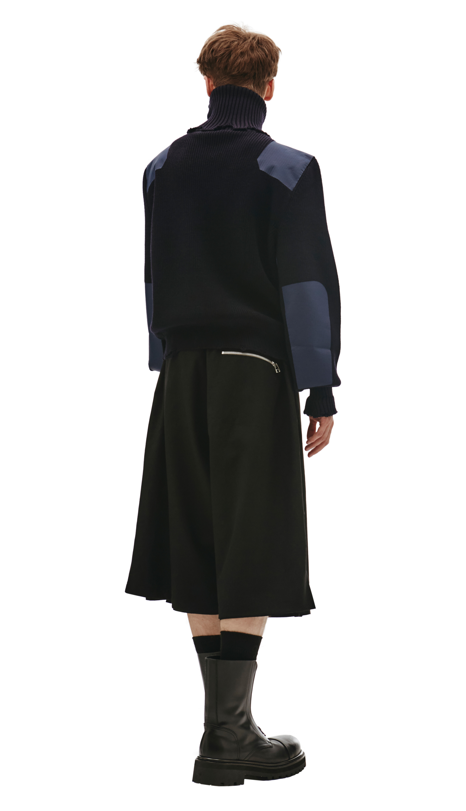 VETEMENTS Navy Blue Wool Destroyed Turtleneck Sweater