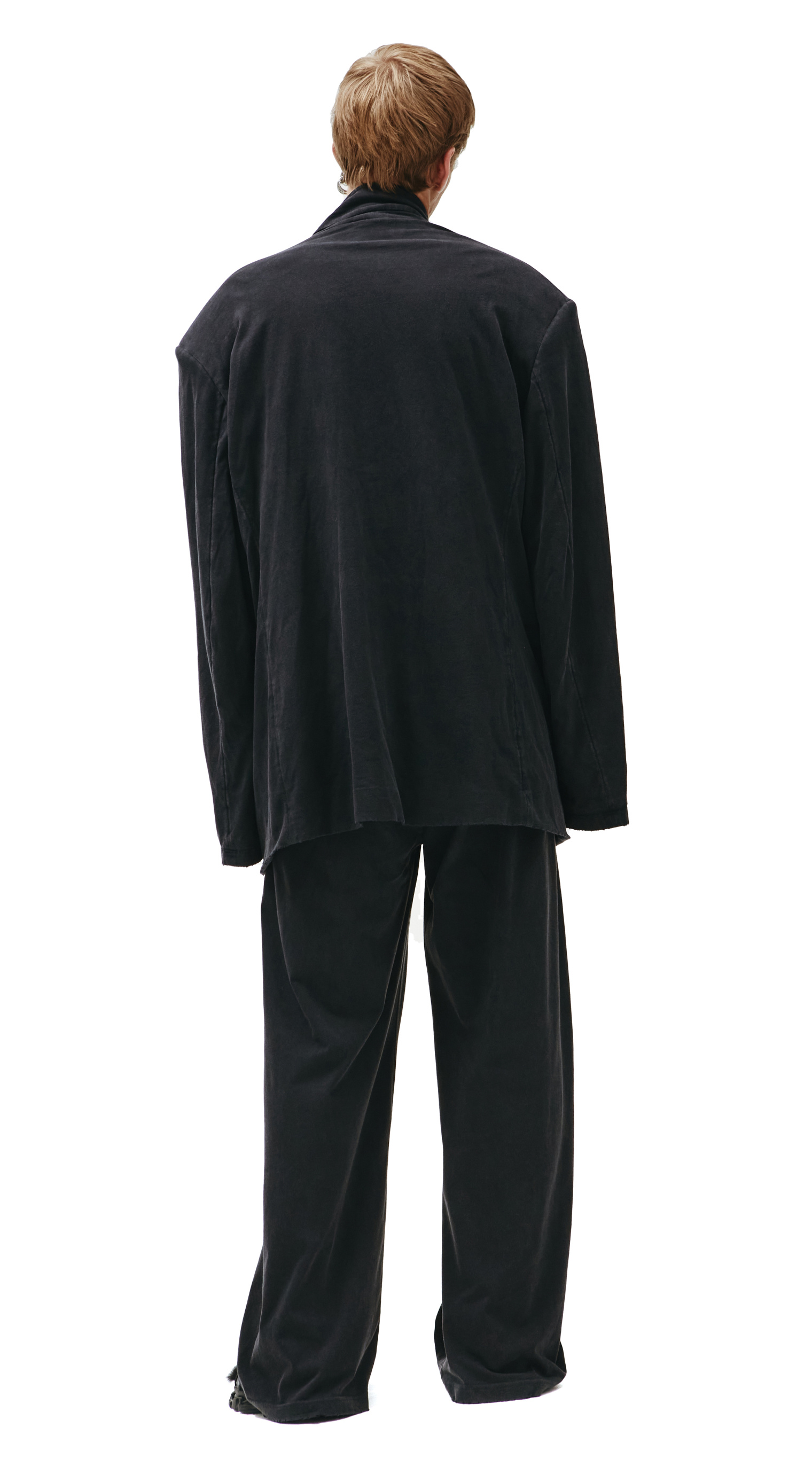 Buy Balenciaga men black cotton oversize jacket for $2,120