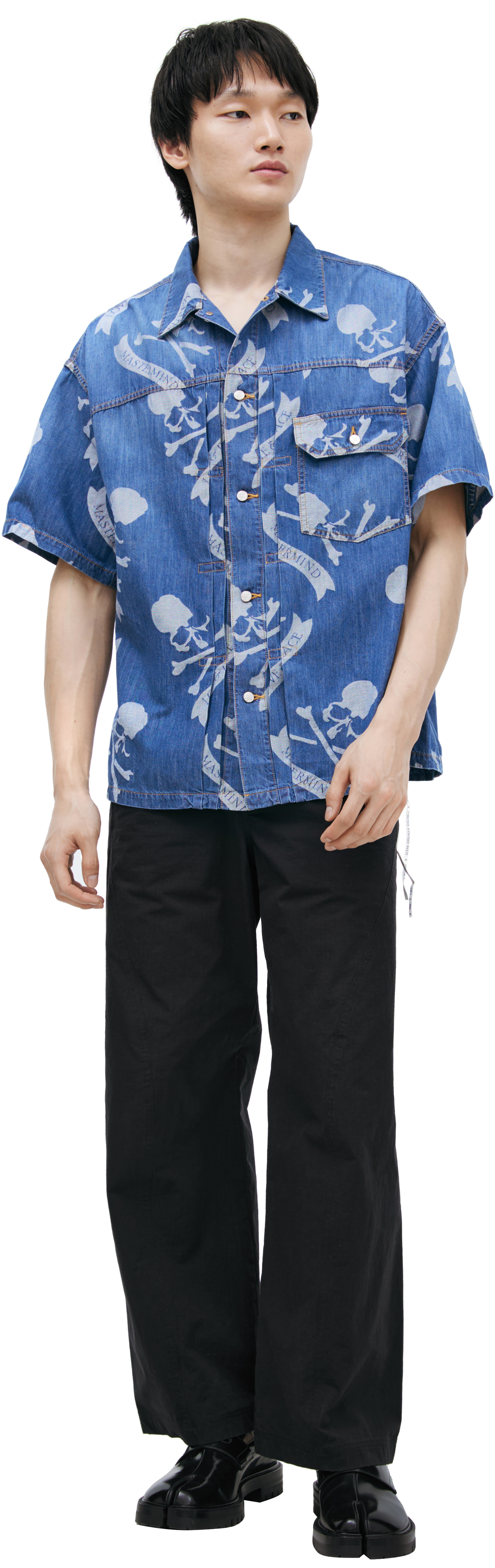 Mastermind WORLD Denim shirt with a single print
