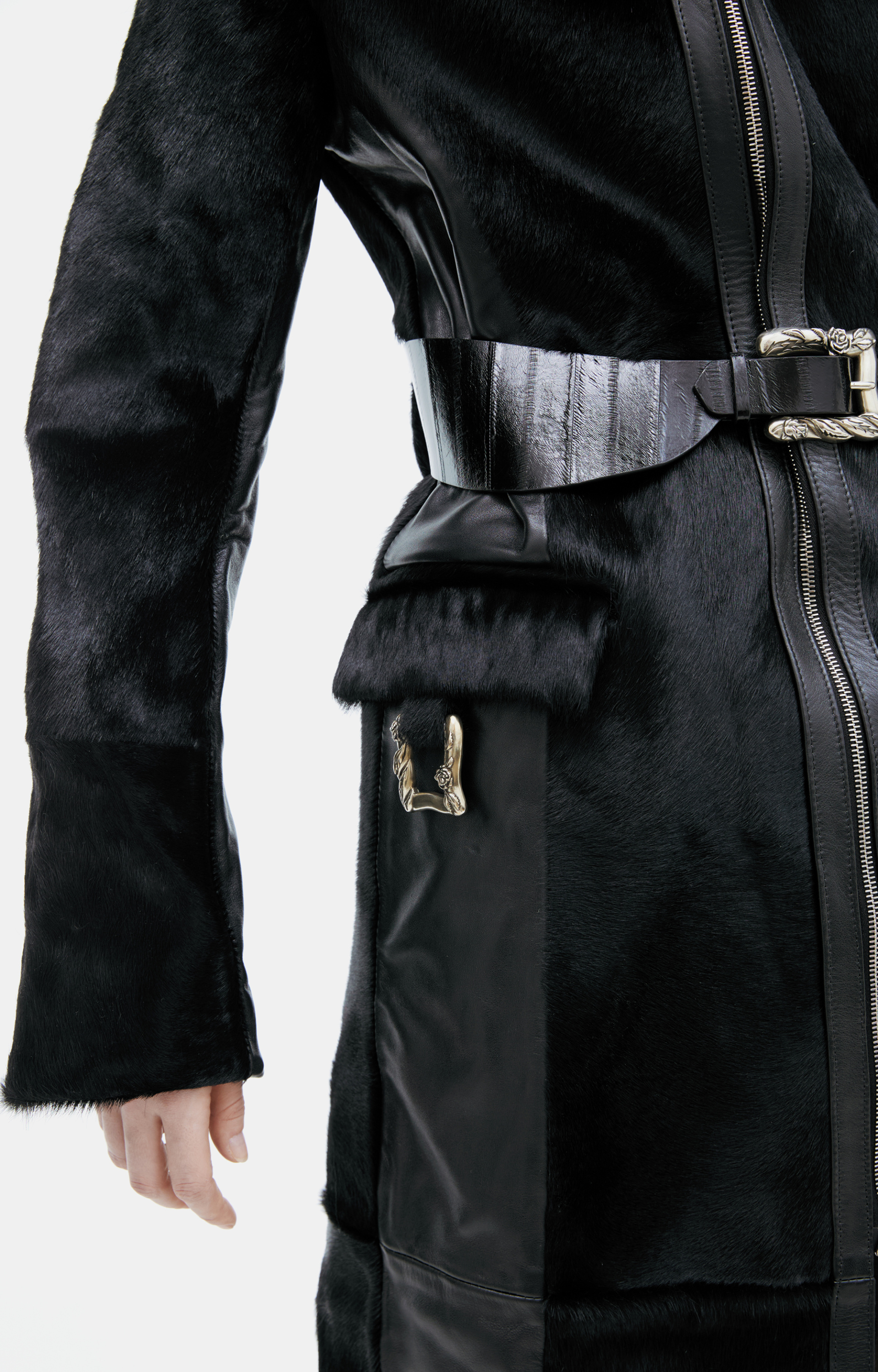 Enfants Riches Déprimés Leather coat with fur
