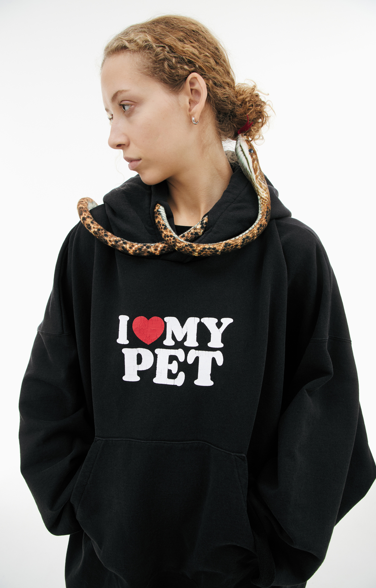 Buy Doublet women black 'i love my pet' hoodie with snake for €543