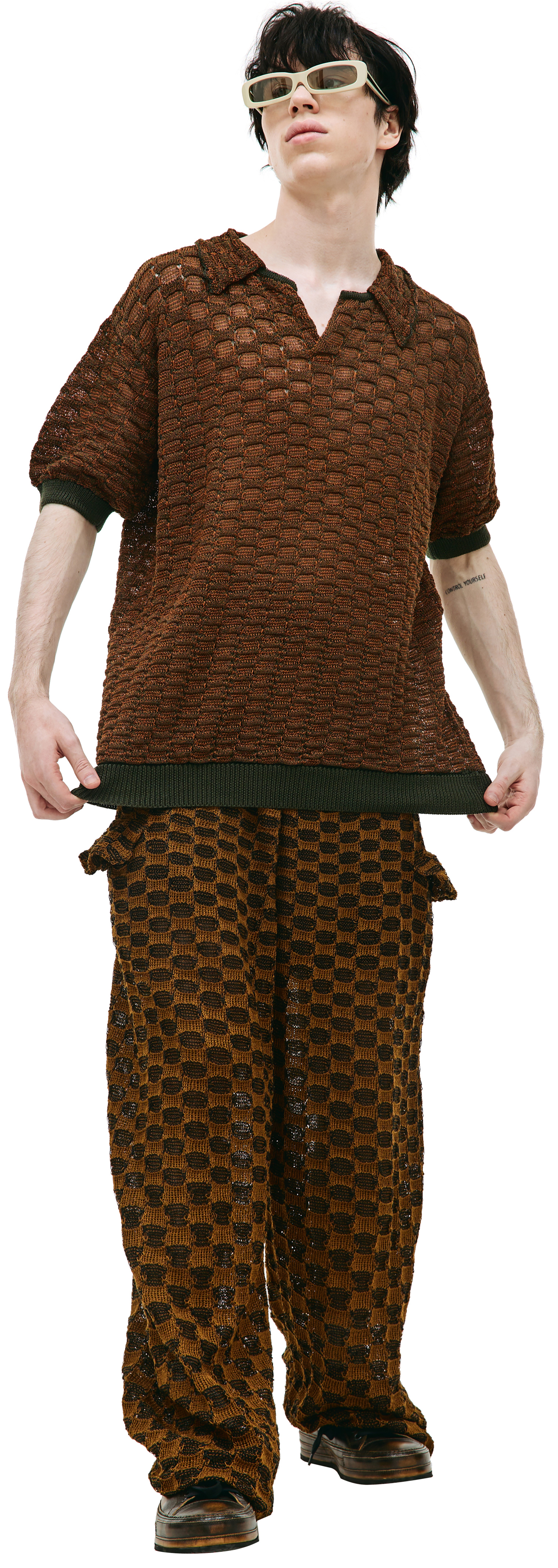 Isa Boulder Brown knit polo