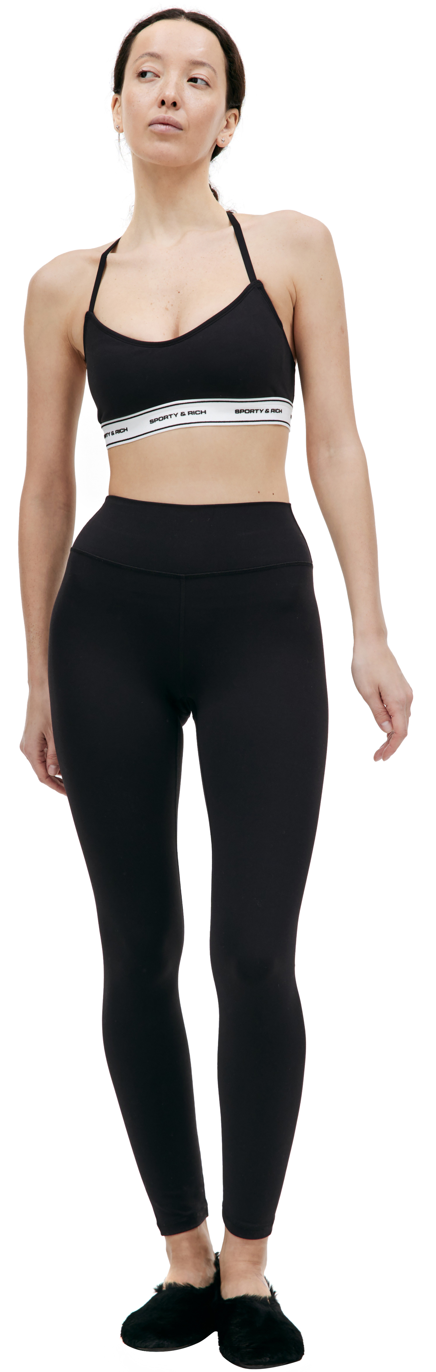 Buy SPORTY & RICH women black sr bold leggings for $153 online on