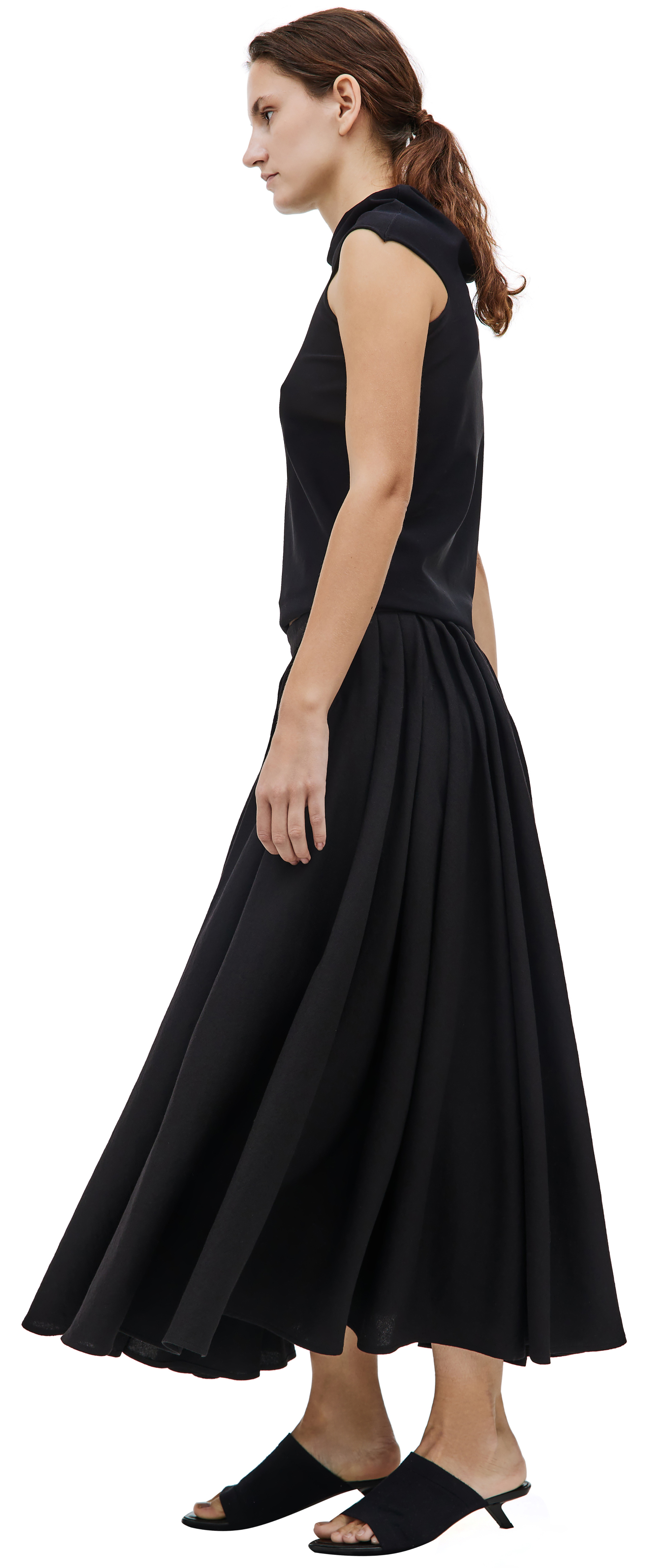 QUIRA Pleated wool skirt