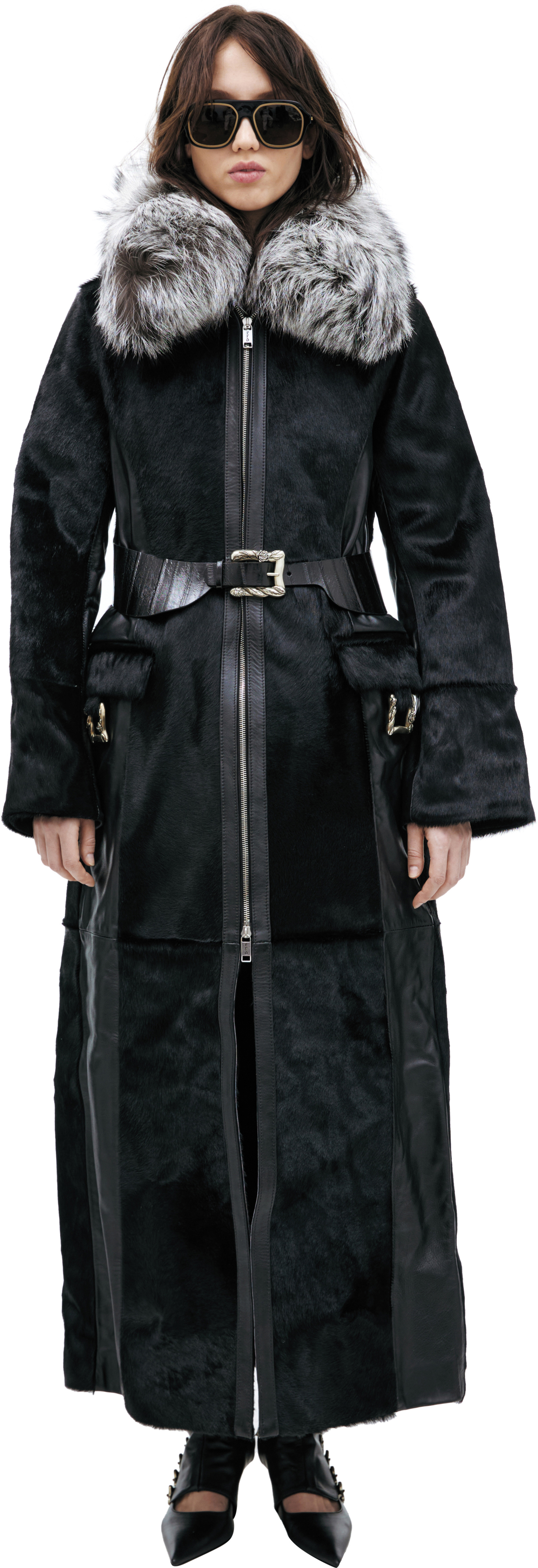 Enfants Riches Déprimés Leather coat with fur