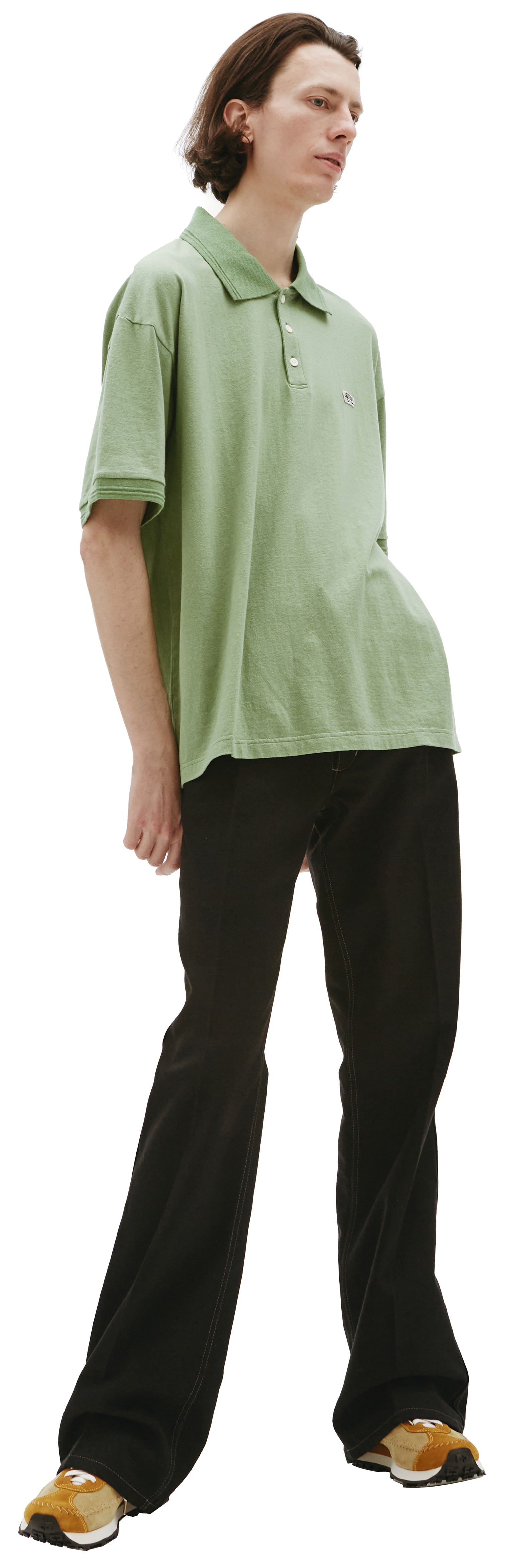 Buy visvim men green jumbo weller cotton polo for $725 online on