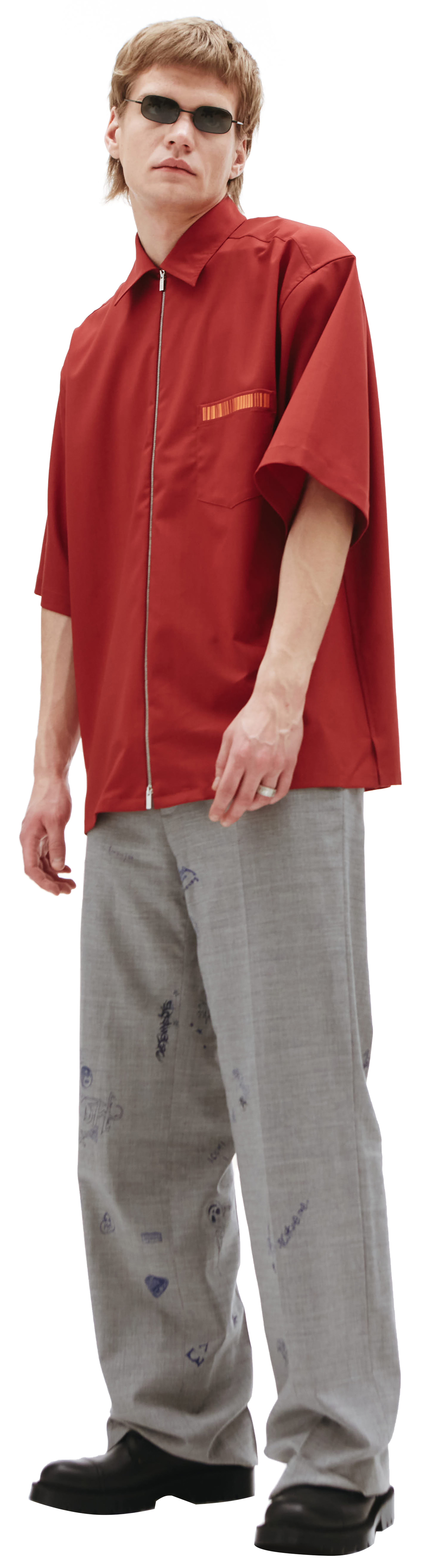 VTMNTS Logo print zip-up shirt