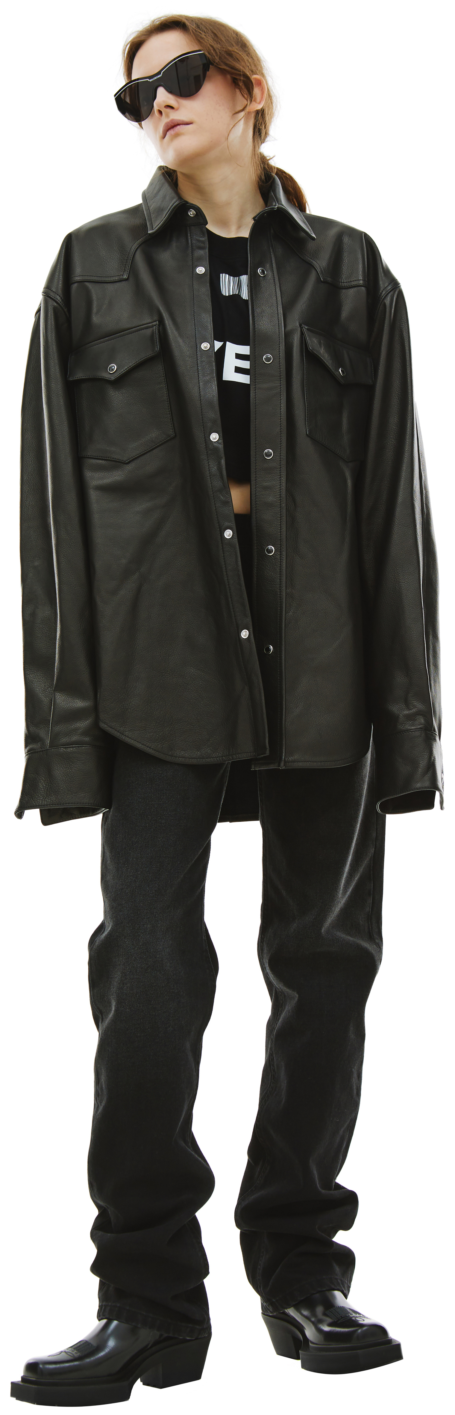 VTMNTS Black Leather Shirt
